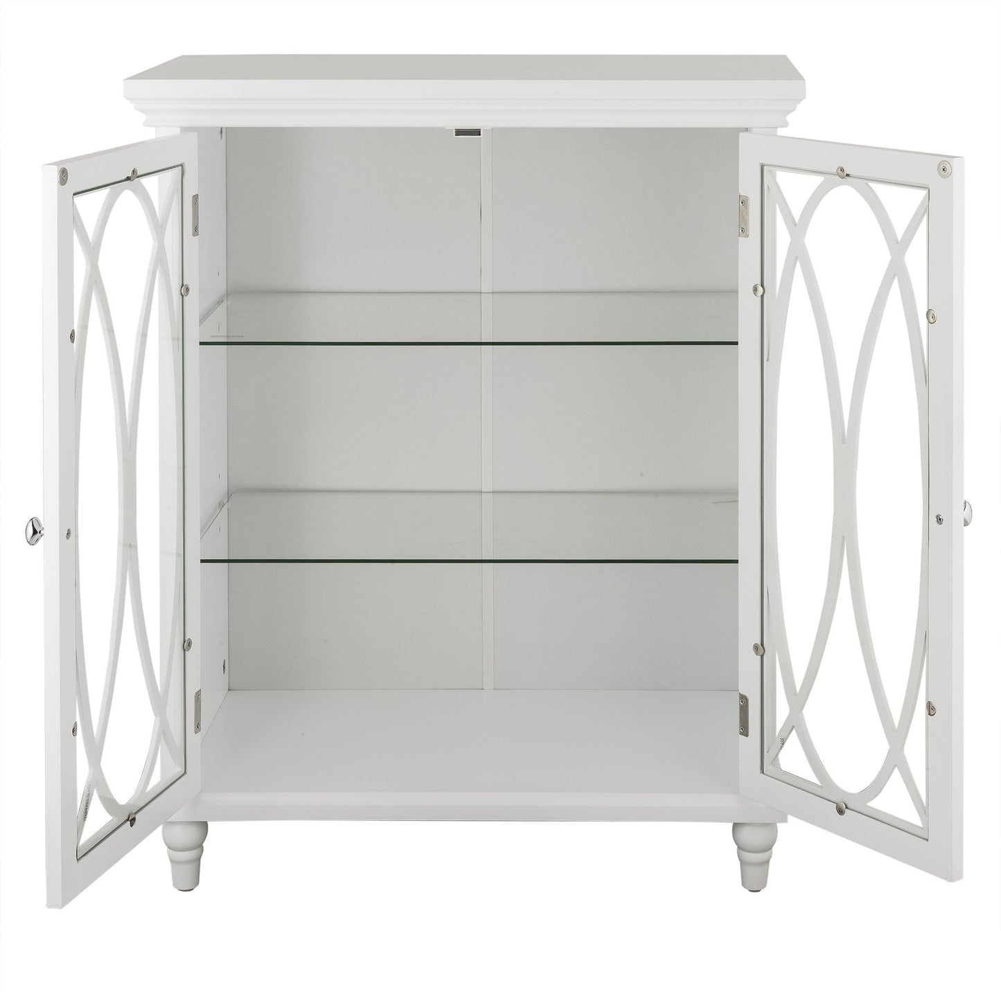Teamson Home Florence 26 in. x 32 in. 2-Door Freestanding Wooden Floor Cabinet with Adjustable Shelves for Storage Solutions in Bathrooms, Kitchens, Laundry Rooms, Home Offices, White