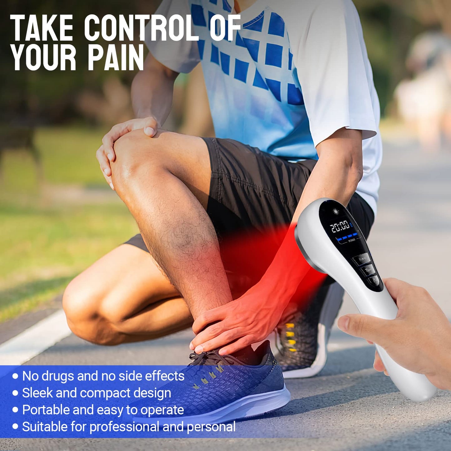 Red Light Therapy, Holsn Infrared Red Light Therapy Device for Body Targets Joint and Muscles Directly for Pain Relief, 650 nm & 808nm Red Light Therapy Wand