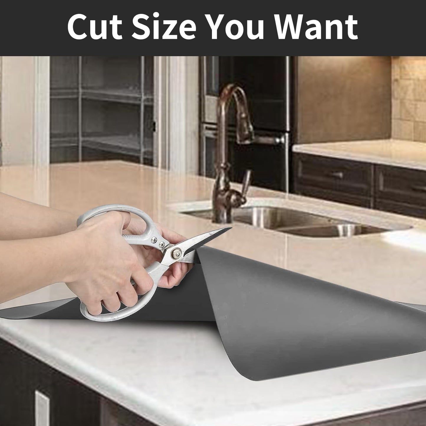 Large Silicone Mat, 78.7”x 15.7” Extra Thick Heat Resistant Mats, Nonslip Kitchen Countertop Protector Mat, Cuttable Waterproof Counter Protector Mats for Kitchen Island Workbench (Black)