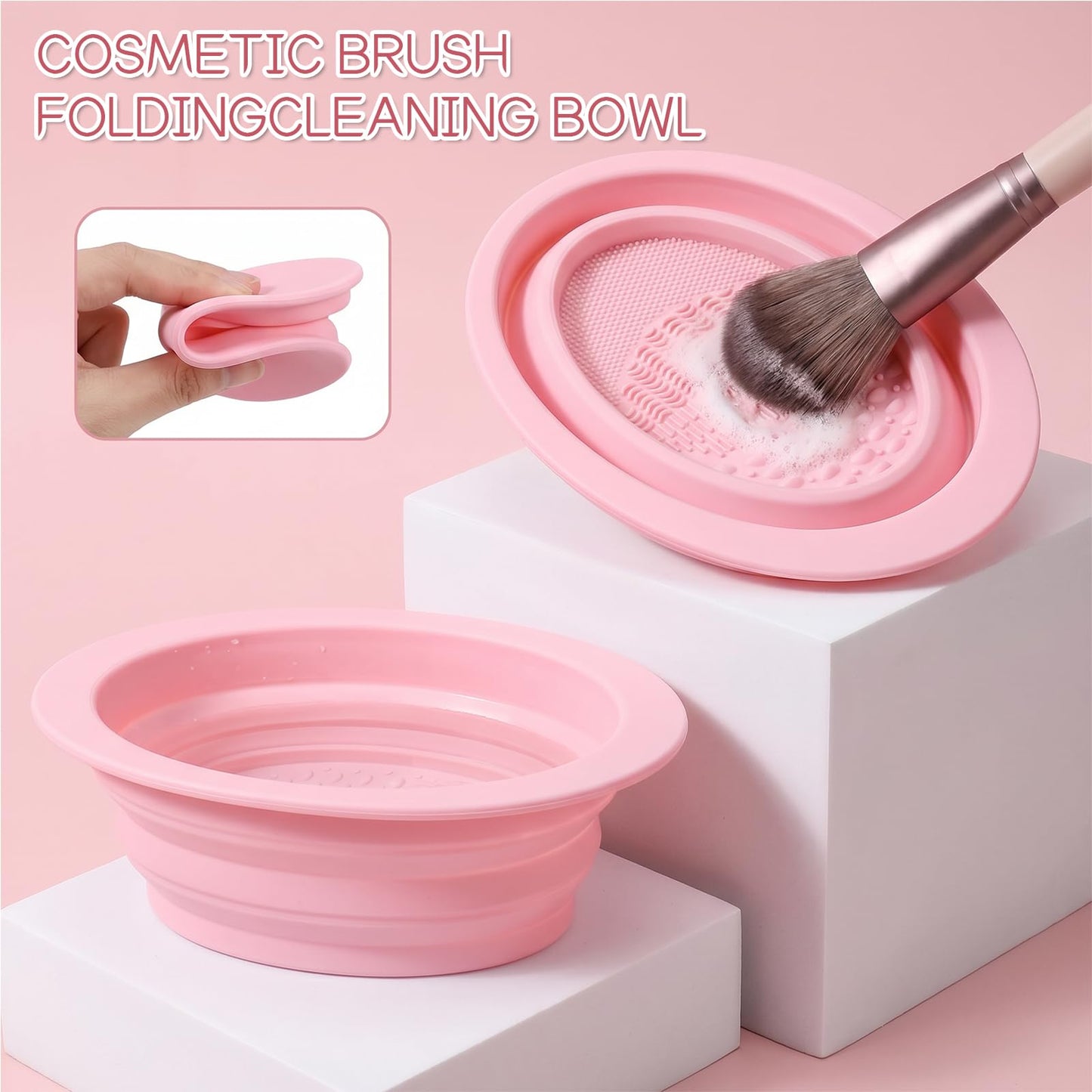 65Pcs Pink Makeup Brushes Set, Facial Make up Accessories Foundation Brush Kit Eye and Face Make up Brushes & Tools Professional Multi-functional Makeup Tool Set with Case