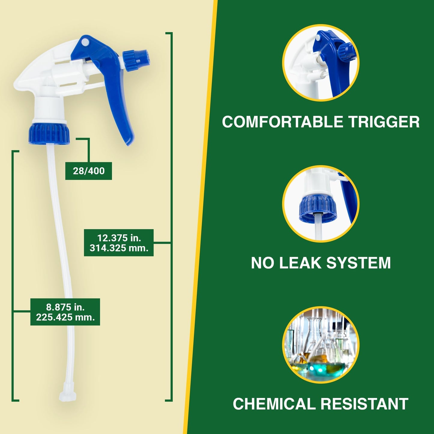 Heavy Duty 32oz Plastic Spray Bottles for Cleaning - Large Empty Industrial Bottles for Gardening Solutions, Vinegar, Chemicals, Professional Cleaners - Adjustable Sprayer Nozzle - 4 Pack