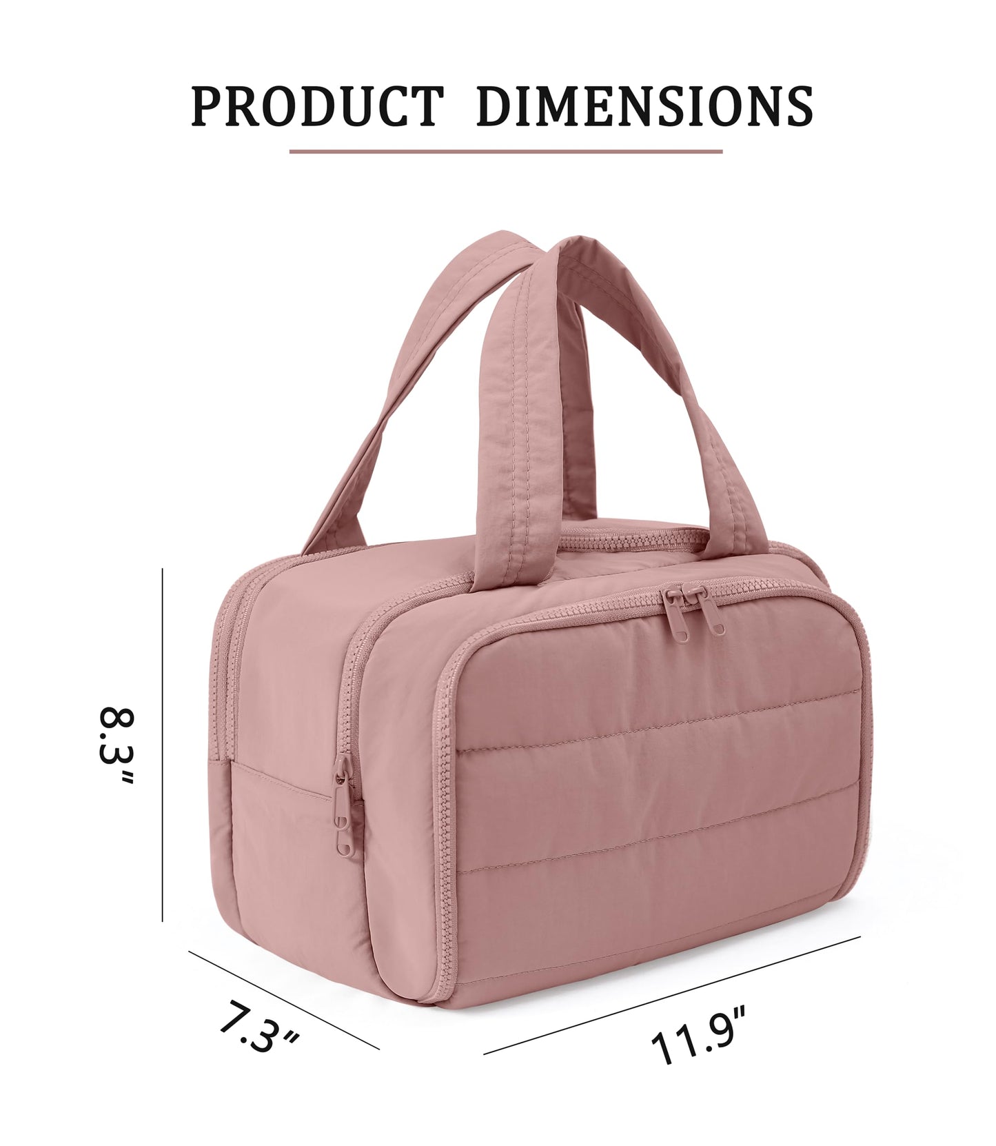 BUZFOWU Travel Toiletry Bag for Women, Large Wide-open Puffy Cosmetic Makeup Bag with Wet-Dry Separation, Multi-Pocket Organizer with Carry Handle for Toiletries, Cosmetics, Essentials, Dark Pink