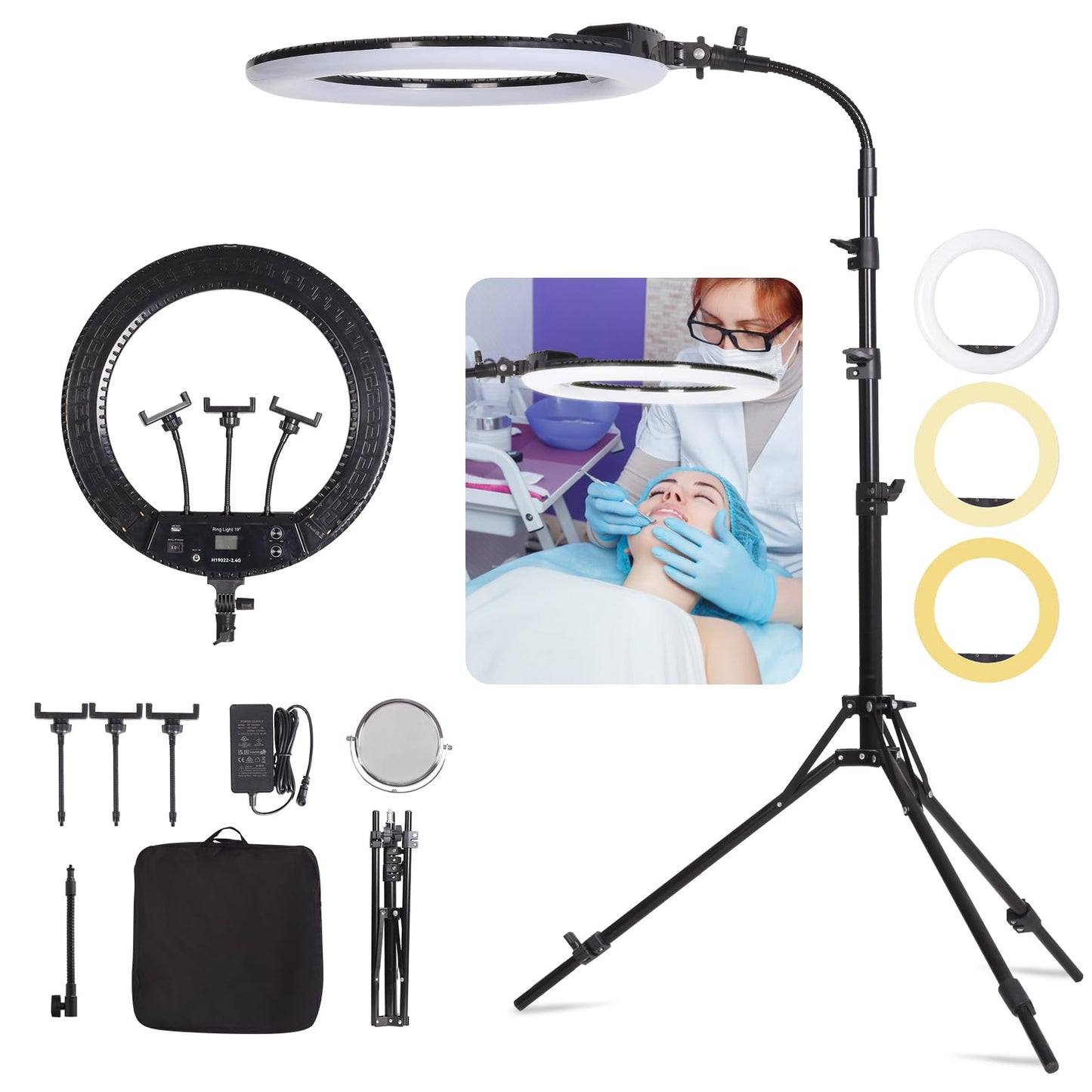 FEIFANTEAM 19 inch LED Ring Light Kit for Studio Portrait Photography, YouTube Video Recording, Live Streaming, Eyebrow Tattooing, Eyelash Beauty, Beauty Makeup and Lighting