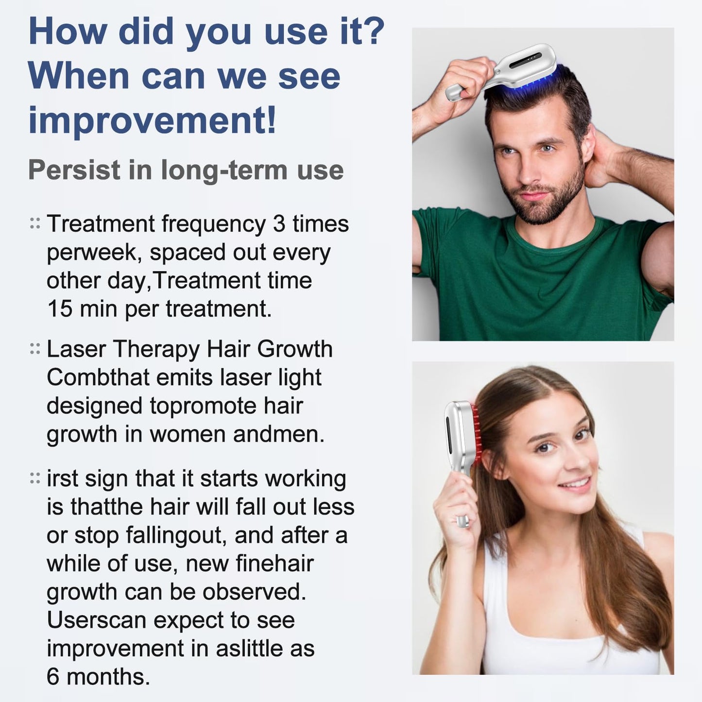 Laser Therapy Hair Growth Comb,red light therapy for hair growth (Pink1)