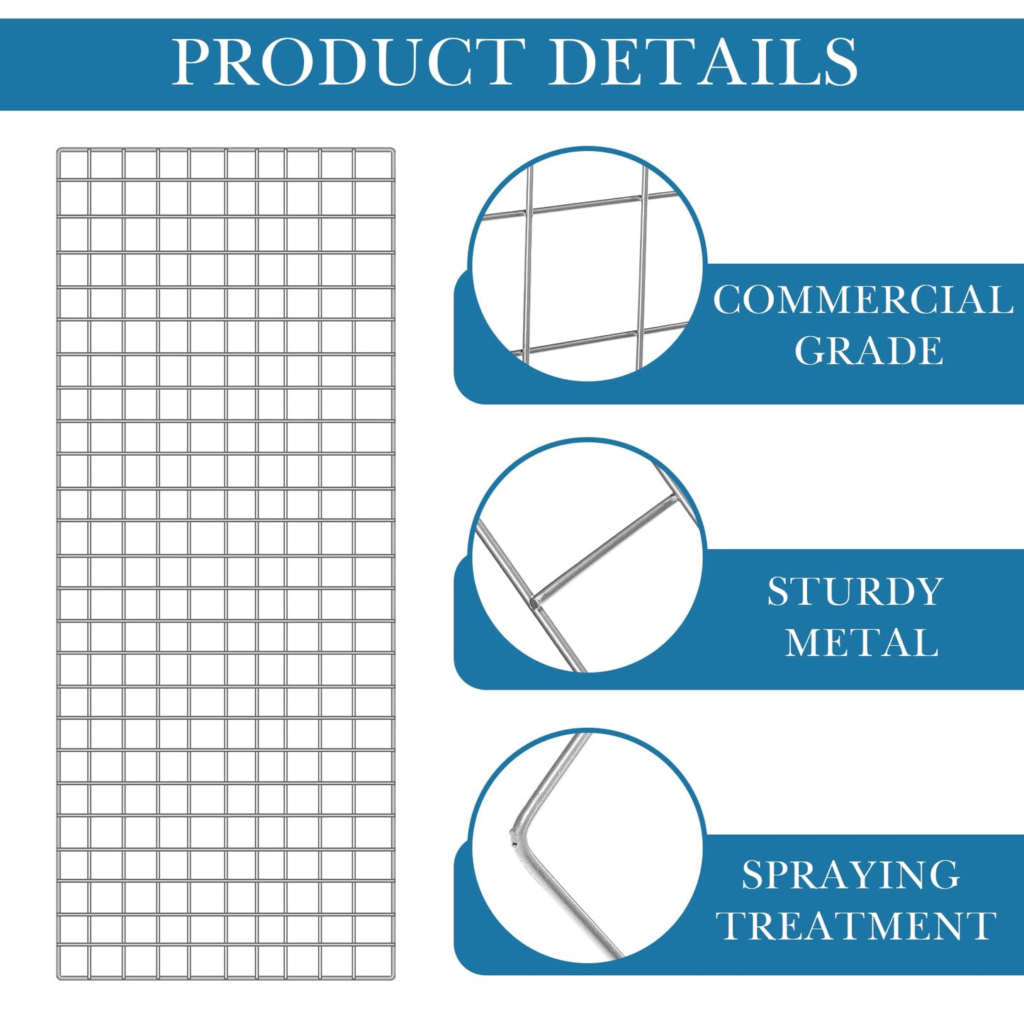 Hicarer 6 Pcs Commercial Grade Gridwall Panels for Display, Heavy Duty Wire Grid wall Display Rack Metal wall Mount Grid with 60 White Hooks for Retail Display Home Storage Vendor Events(2 x 5 ft)