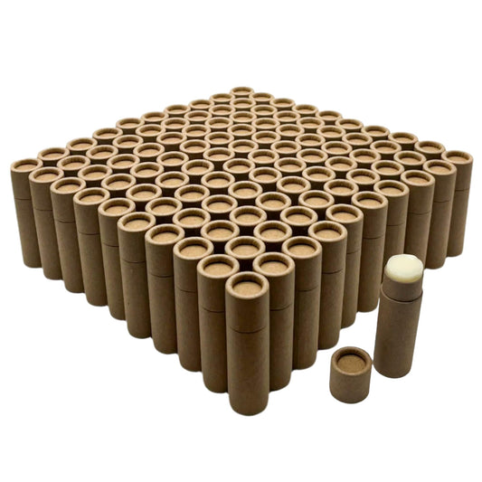 GreenWay 0.3oz / 8.5g Kraft Paperboard Lip Balm Tubes with Lids - 100 Pack Lip Gloss Tubes Refillable DIY Cosmetic Containers - Lip Balm Containers Chapstick Tubes Empty Holder Tubes - Brown