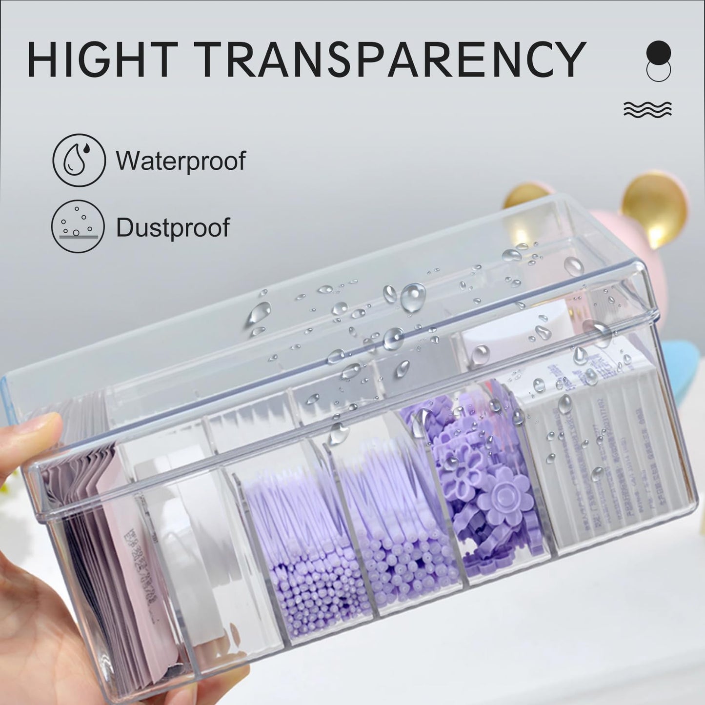 MoyRetty 1PC Acrylic Lash Extension Organizer, Large Capacity Eyelash Extension Supplies Storage Container Box, Neatly Store and Organize Your Lash Supplies