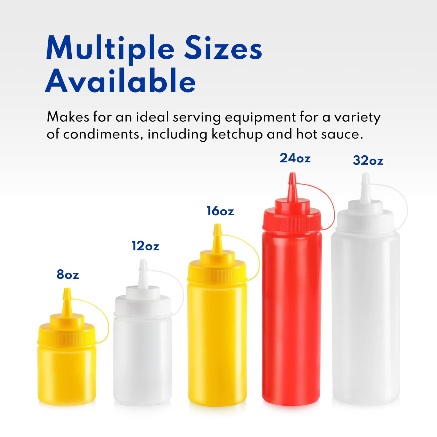 New Star Foodservice 26528 Plastic Squeeze Bottles with Cap and Scale, Wide Mouth, 16 oz, Yellow, Pack of 6