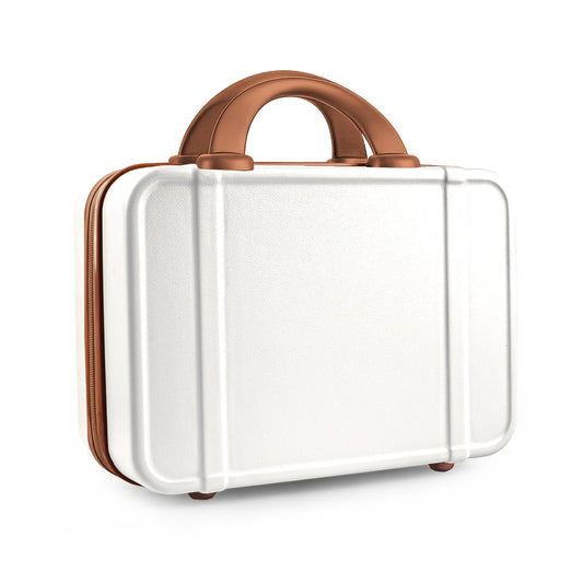 JZRSuitcase 14 Inch Makeup Train Case ABS Toiletry Bag for Women Portable Travel Hard Shell Carry-On Mini Cosmetic Organizer with Elastic Bands
