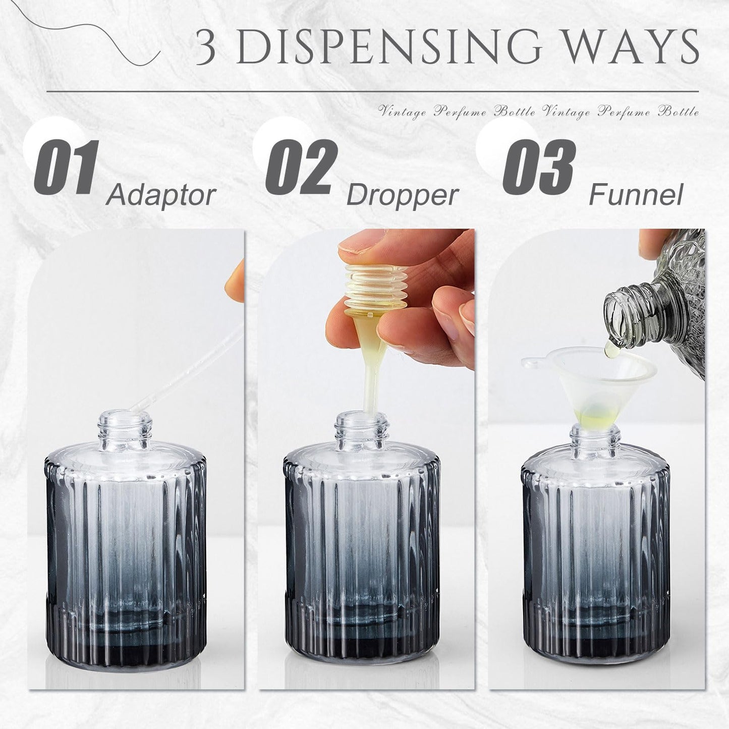 Teenyyou 24 Pcs 30/50/100ml Empty Glass Perfume Bottles Bulk Pack for Perfume Makers Refillable Atomizer Cologne Bottles DIY Vintage Fragrance Packaging Glass Bottling Supplies (Black,50 ml)