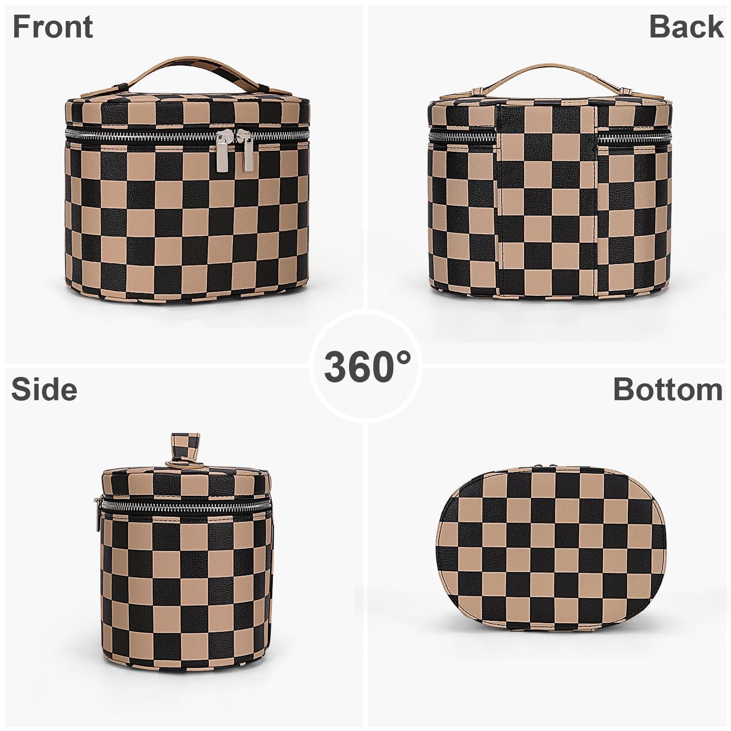 YFGBCX Checkered Makeup Bag Vanity Case with Divider Travel Toiletry Bag Women Cosmetic Bag Makeup Organizer Case