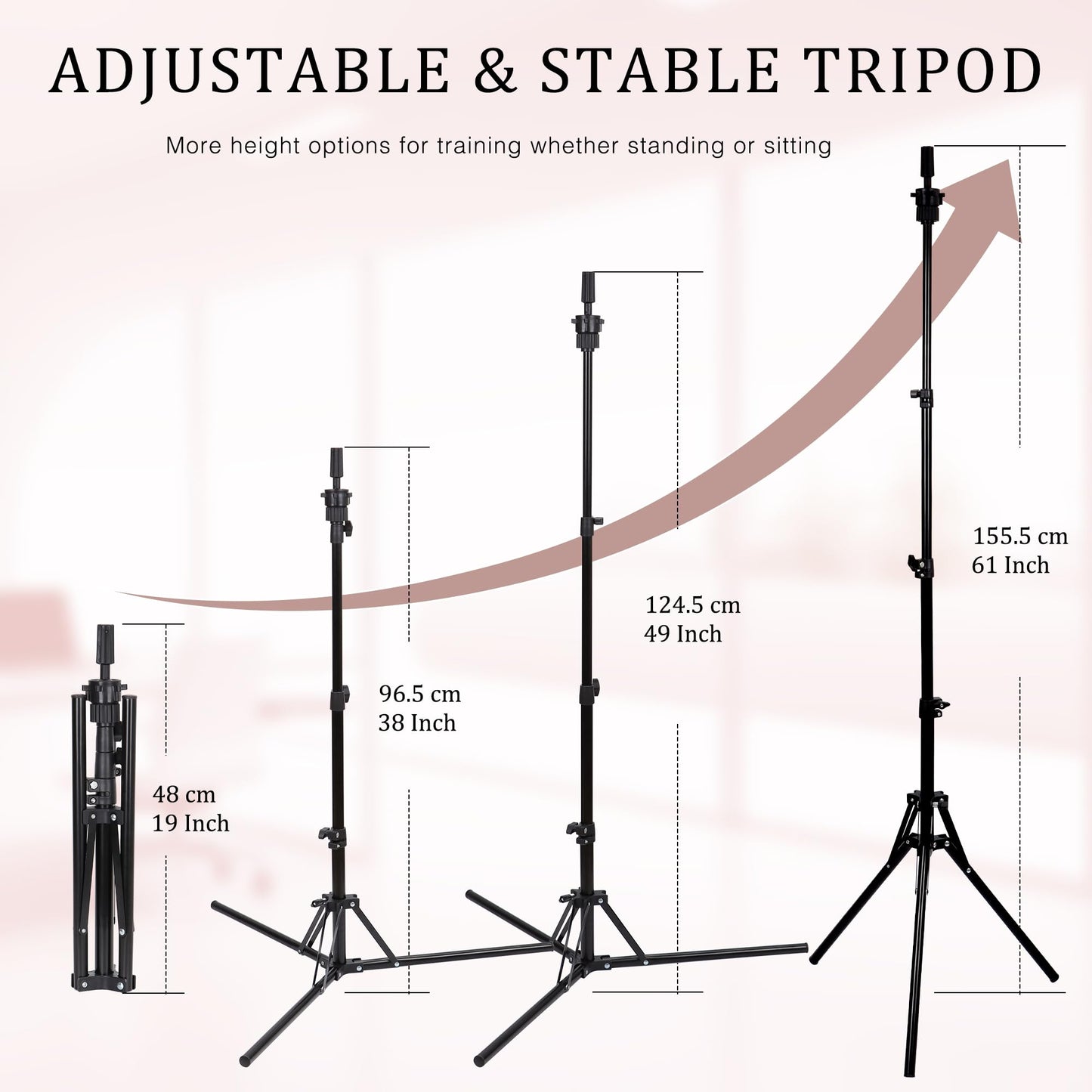 Wig Stand with Head 22 Inch Canvas Mannequin Head Set, 61'' Adjustable Tripod Wig Head Stand for Wig Making, Styling, Braiding, Professional Wig Mannequin Head Kit with T Pins, Wig Caps & Tools