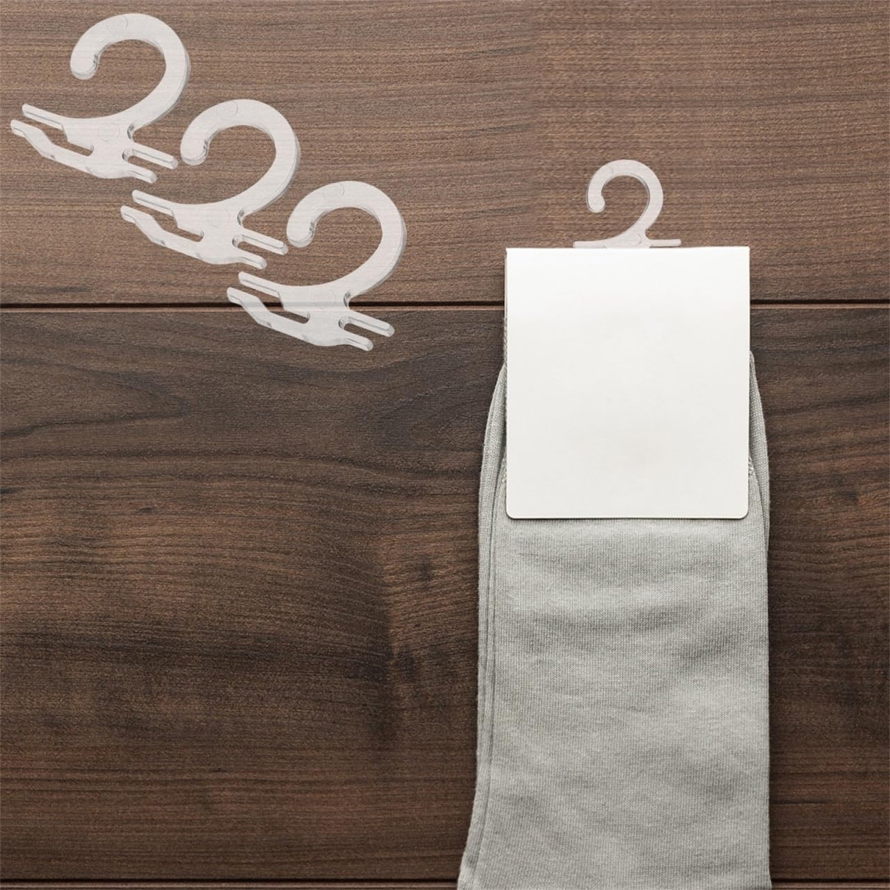 MAGICLULU Transparent Sock Display Hooks 0.98 Inch Clear Plastic Retail Hangers for Socks and Small Item Hanging Lightweight Packaging Hooks for Home and Store Use Pack of 300