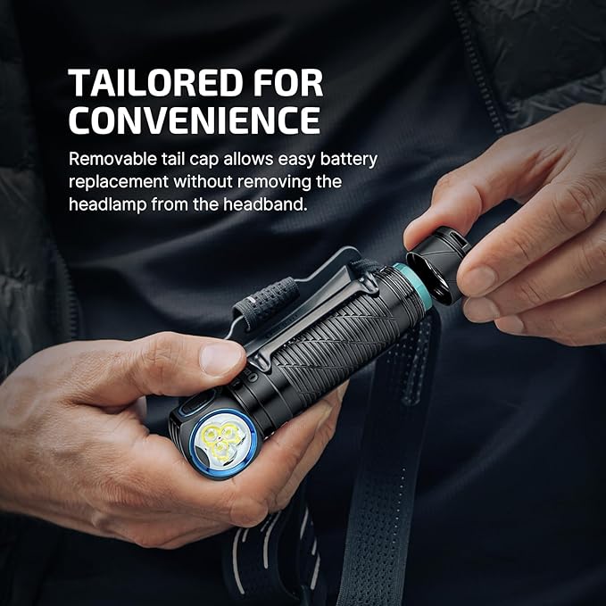OLIGHT Perun 3 Rechargeable Headlamp Flashlight, 3000 Lumens LED Headlight with Red Light, Waterproof Head Lamp with Headband for Outdoor Camping, Hiking, Working(Black)