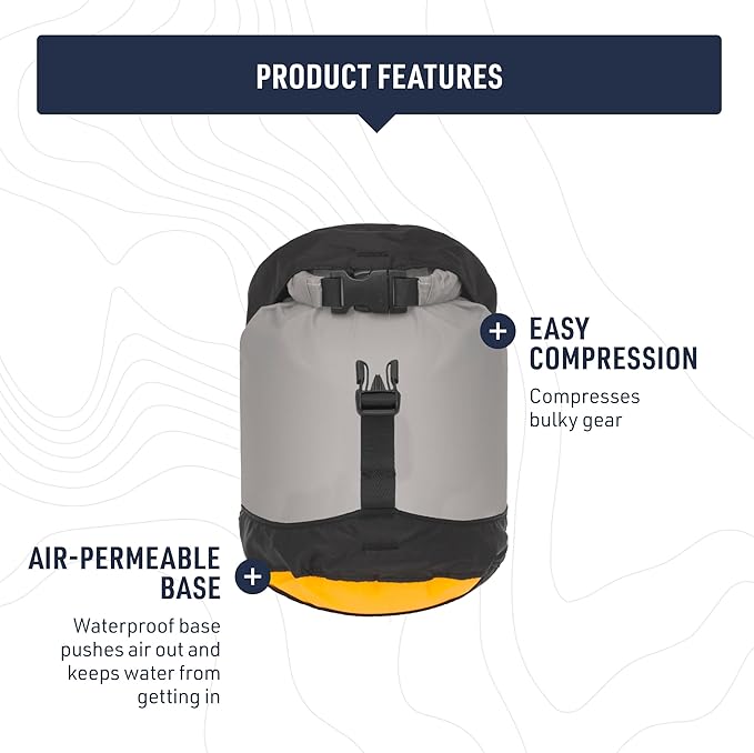 Sea to Summit eVac Ultra-Lightweight Compression Dry Bag, Waterproof Dry Storage, 8 Liter, High Rise Grey