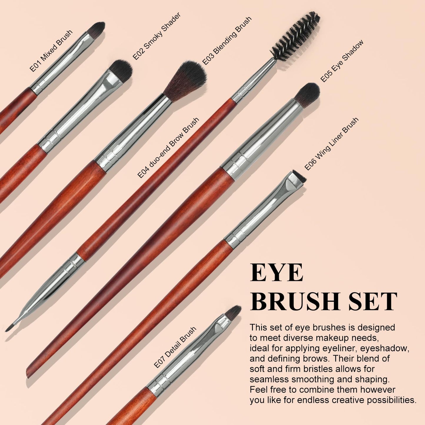 Intercilium Rains Makeup Brush Set 12pcs，Professional Premium Synthetic Powder Foundation Contour Blush Concealer Eyeshadow Blending Liner Make Up Brushes Kit（Redwood color B300）
