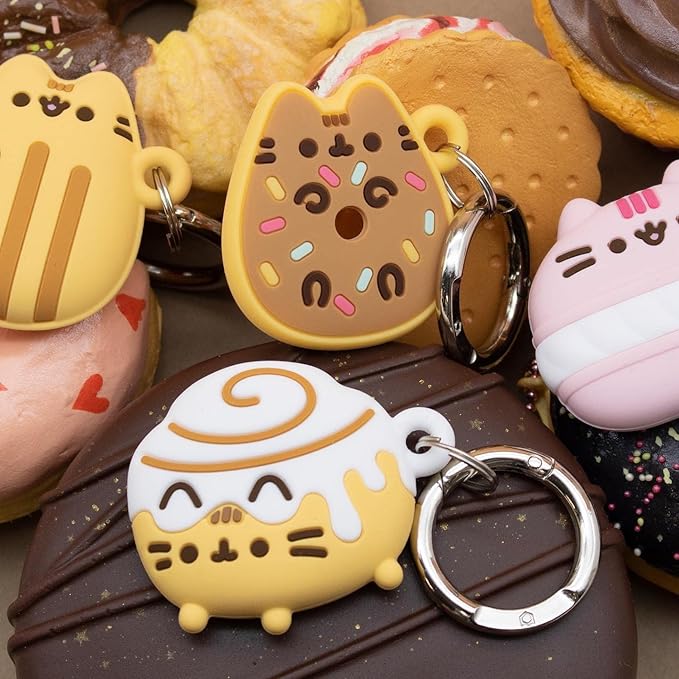 iFace x Pusheen Café Series Silicone Protective Cover [ Compatible with Apple AirTag][Cute Character Case] [Carabiner Keychain Clip Included] - Madeleine