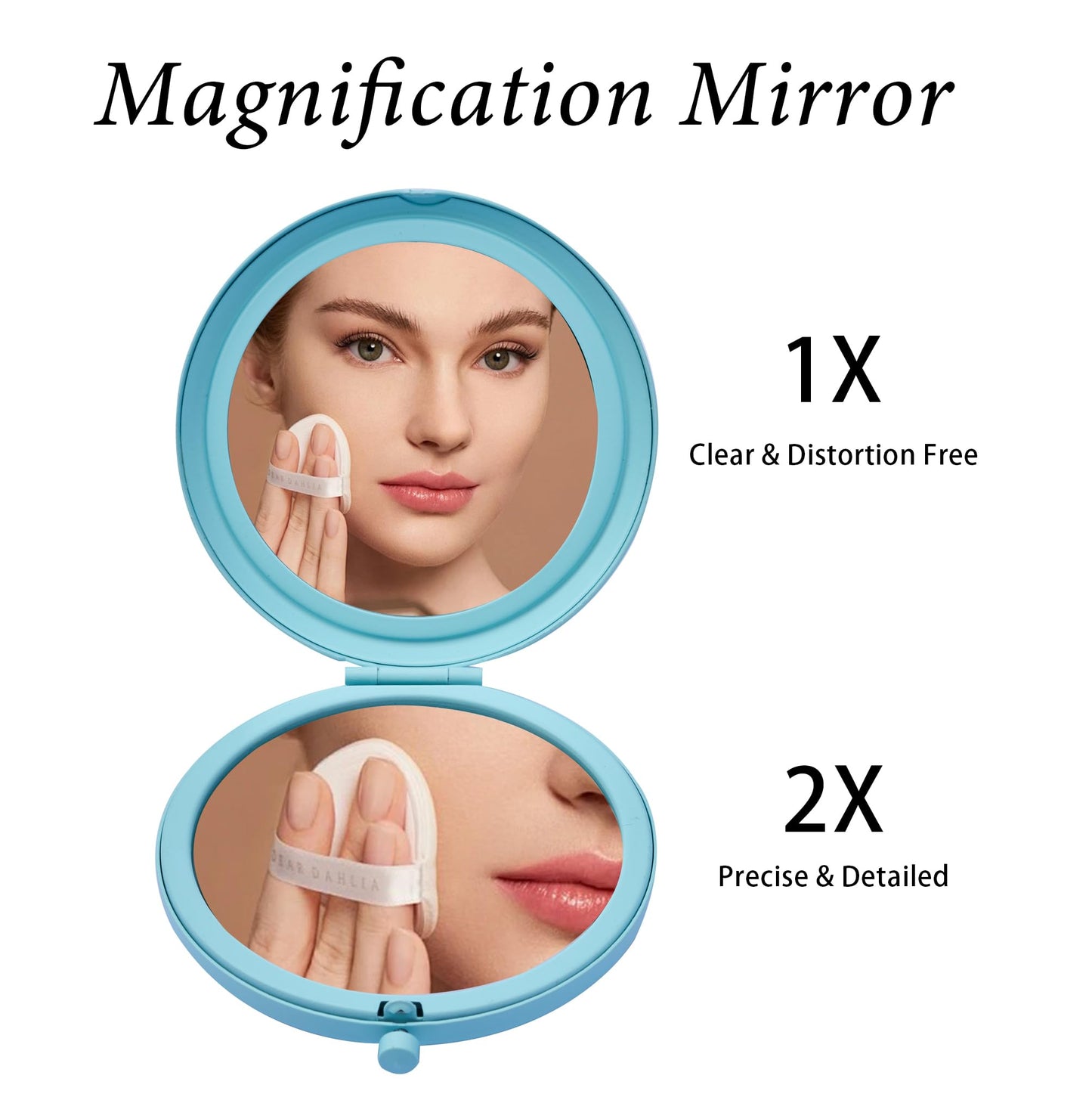 QUSTGO Compact Mirror, Pocket Travel Makeup Mirror for Purse, Metal Round Shell, 2-Sided 1X/2X Magnifying, Portable, Folding, Handheld, Aquamarine,18 Pack