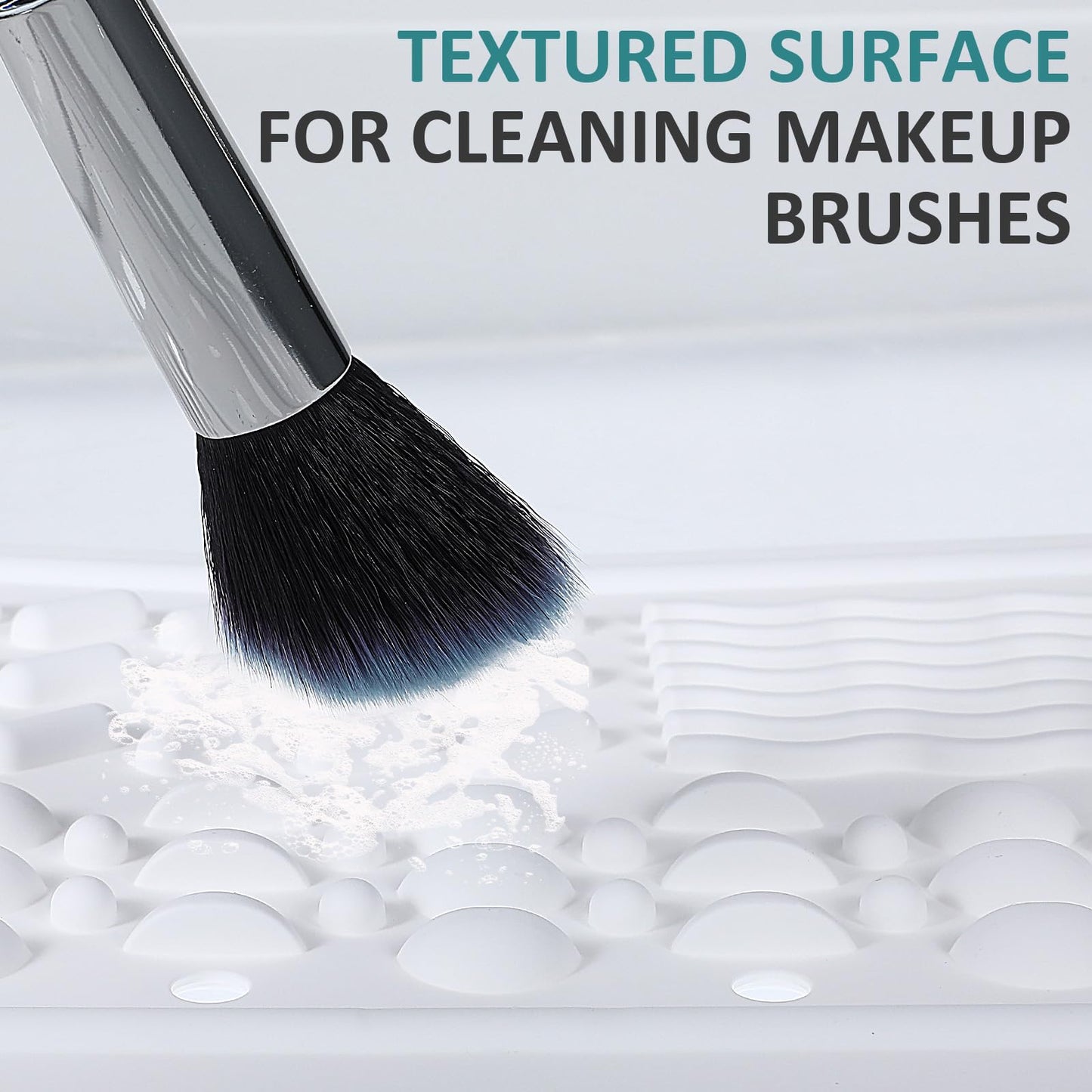 Foldable Sink Cover - Silicone Beauty Makeup Brush Cleaning Mat Tools Organizer with Hanging Loop - for Extra Space & Storage Saver - White