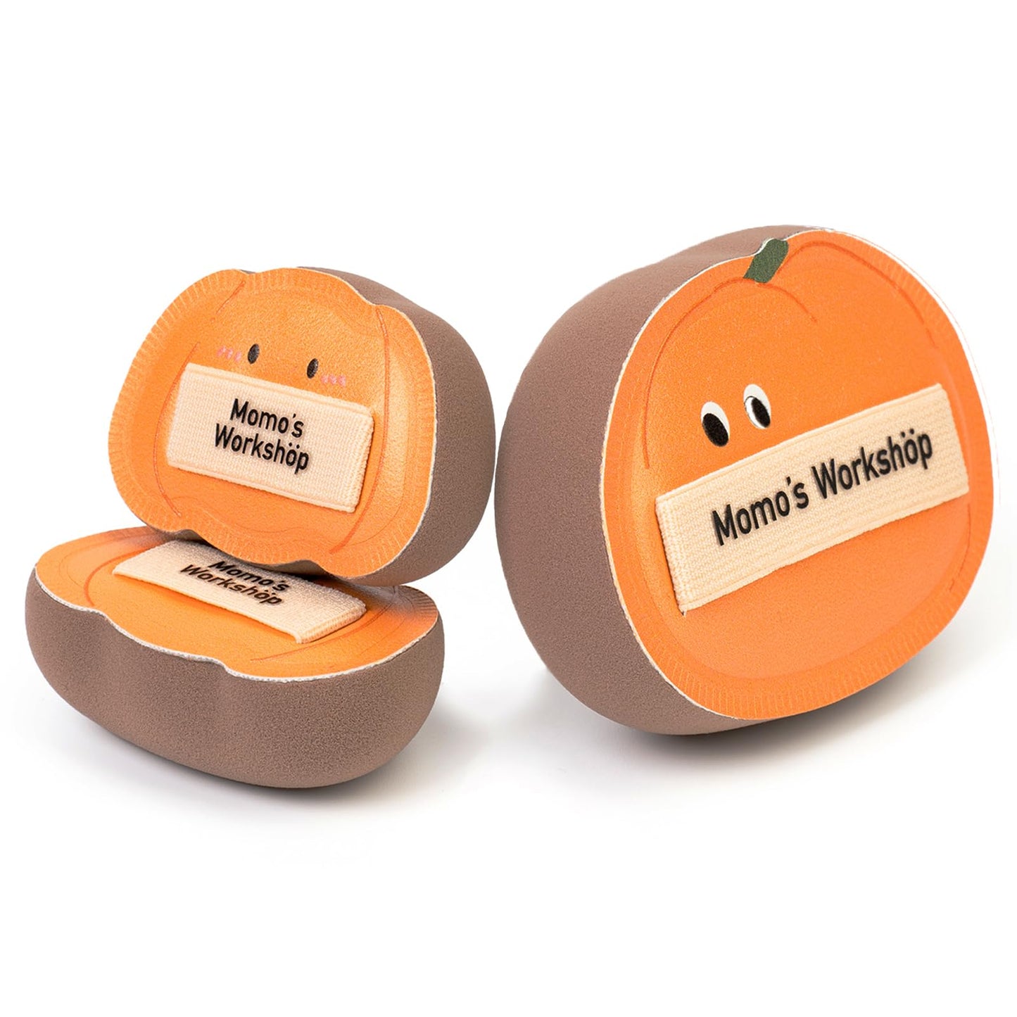 Momo's Workshop Pumpkin Makeup Sponge 3Pcs Rubycell Large+2Mini for Foundation & Concealer