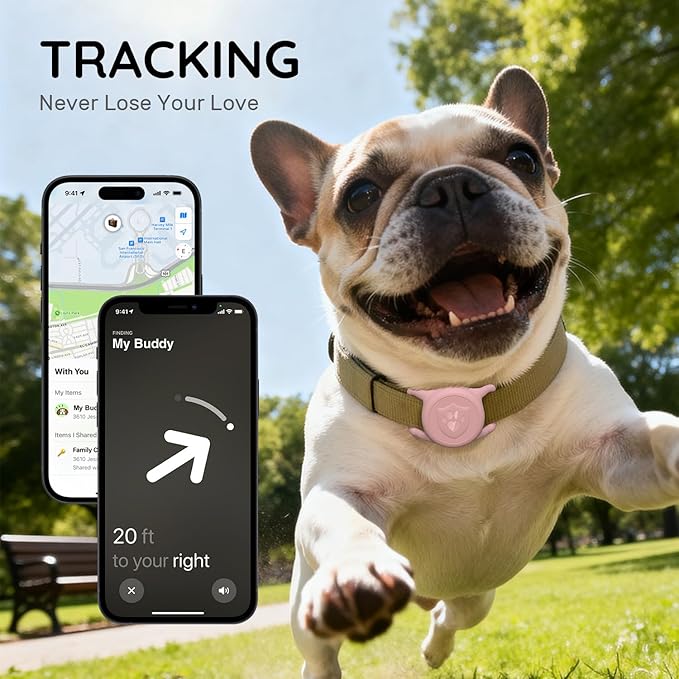 for AirTag Dog Collar Holder, Dog Air Tag Holder, IP68-Waterproof | Lightweight Silicone | Anti-Lost | Ultra-Durable | Compatible with Apple AirTags (Rose Red+Pink)
