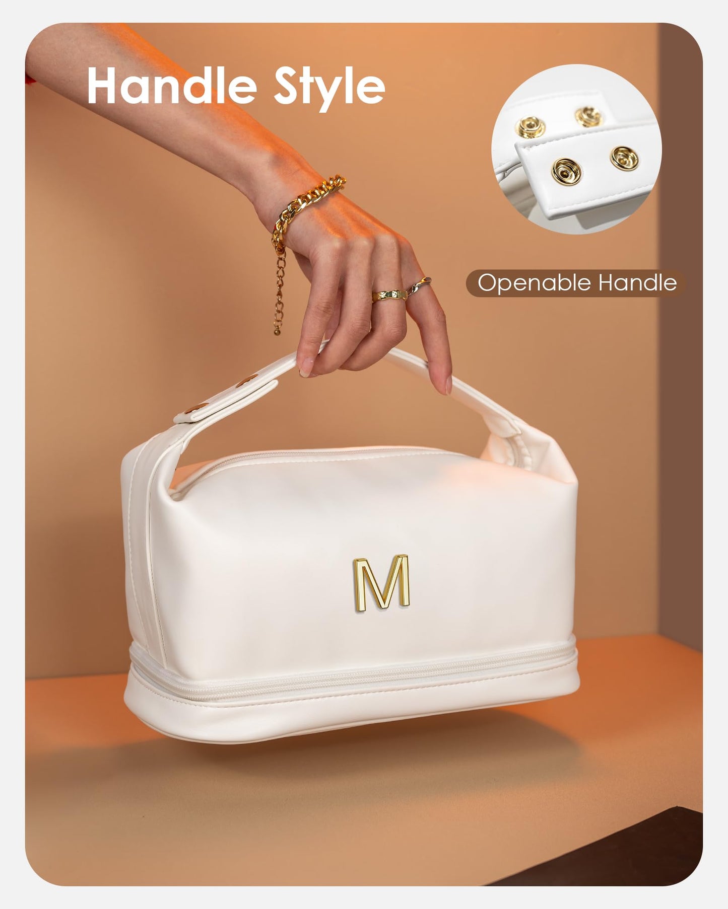 Vogewood Personalized Gifts-Birthday Gifts for Women Teen Girl, Personalized Makeup Bag with Handle, Gifts for Teen Girls Cosmetic Bag with Makeup Brush Organizer, Gifts for Friend Female Gift for Her