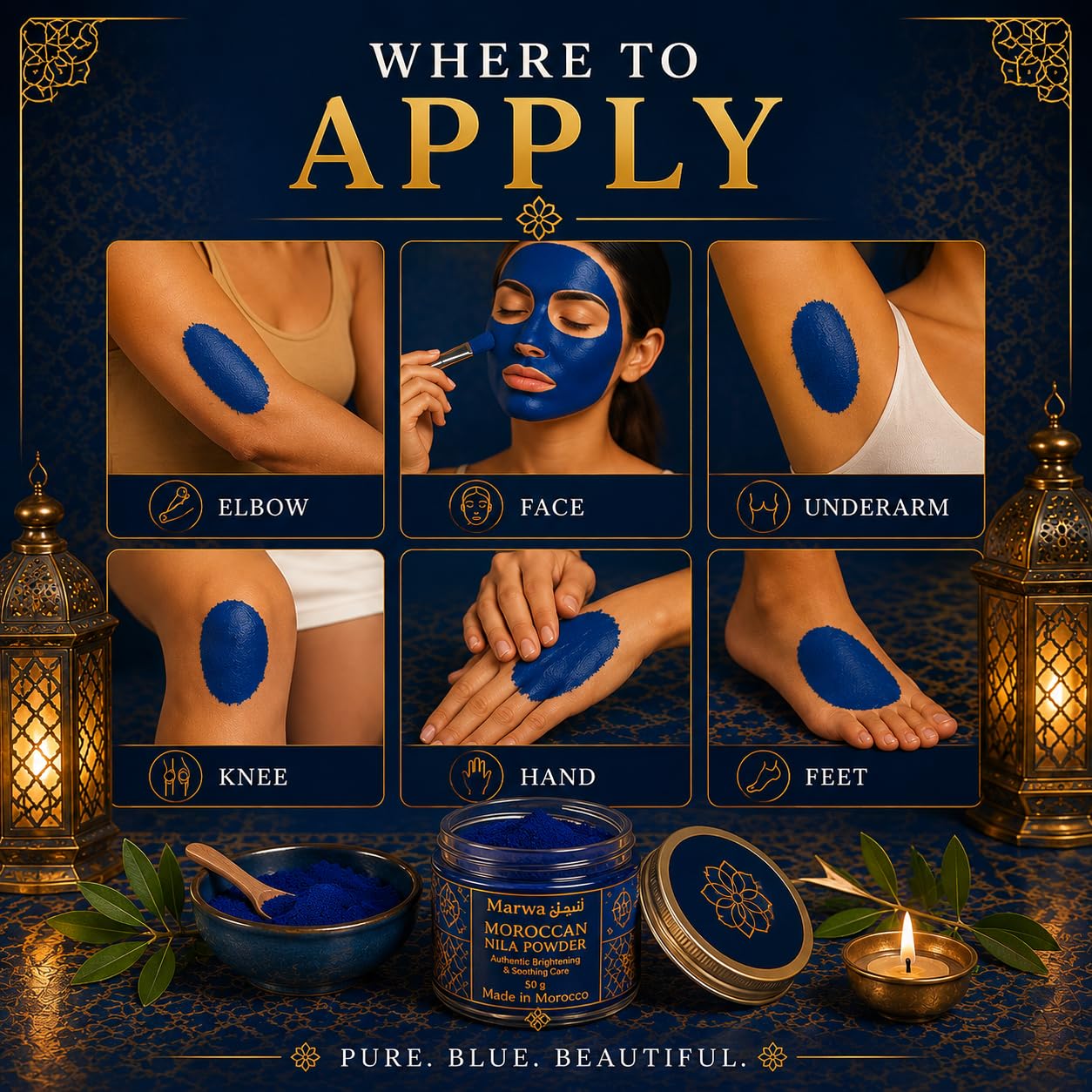 Moroccan Nila Powder 1.7 oz – Loose Blue Hammam DIY Face & Body Masks