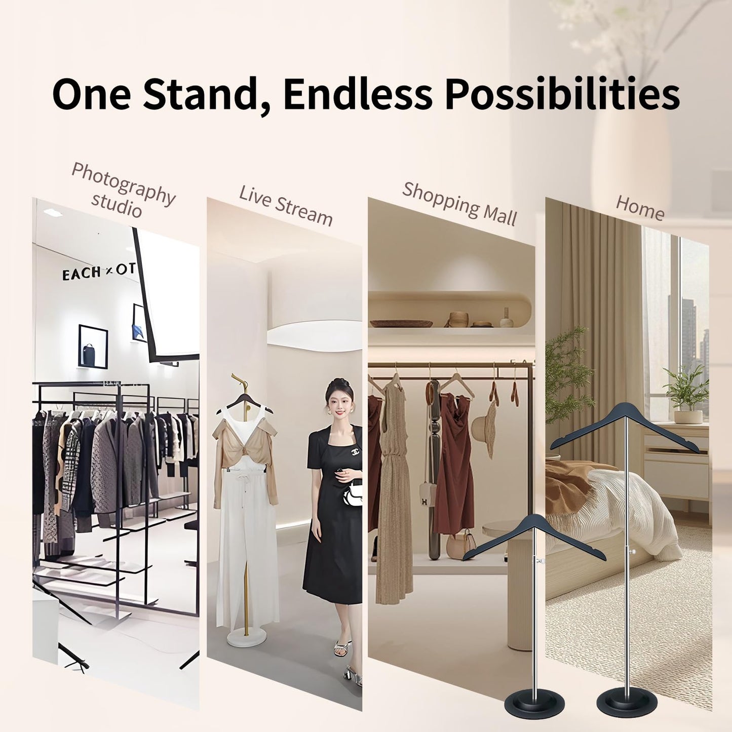 Gecauoea Shirt Display Stand 20-36“ Mannequin Torso with Pure Wood Hangers Dual Non-Slip Design, Stable Metal Base, Ideal T-Shirt Dress Form Display for Vendors, Retail, and Daily Use (Black, 2 Pack)