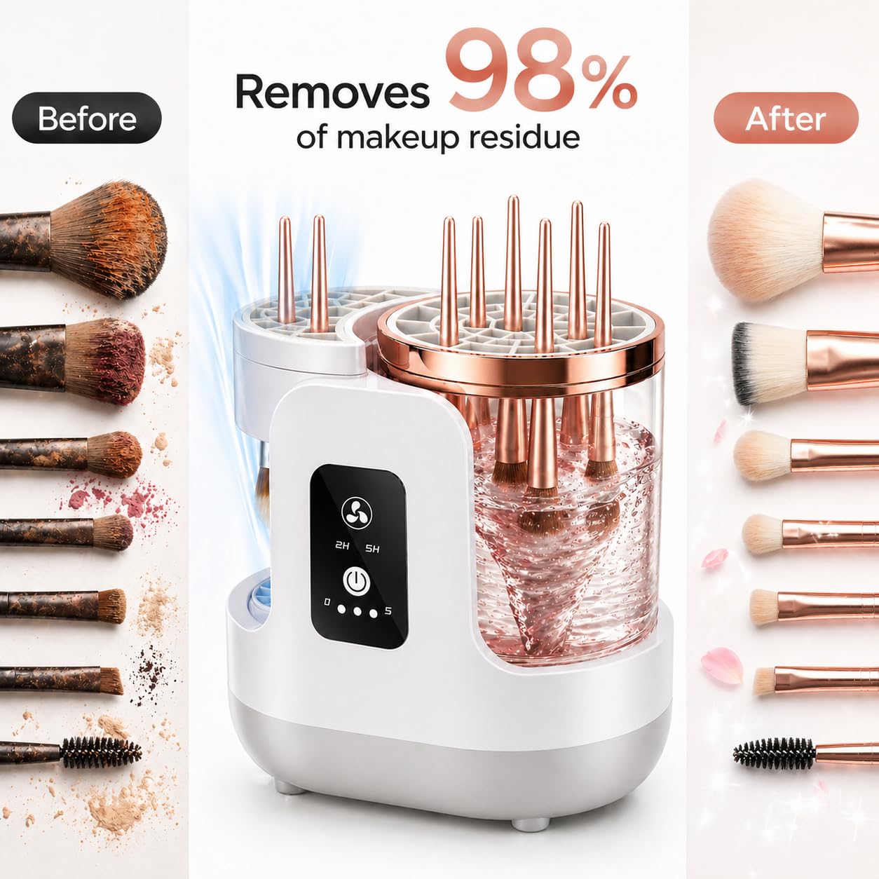 Electric Makeup Brush Cleaner Machine with Automatic Cleaning and Drying Functions Portable Makeup Brush Cleaner for All Size of Makeup Brushes Gifts for Makeup Lovers
