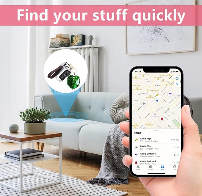 Shiny Leather Charm Keychain Holder Case Compatible with AirTag,Cute Protective Cover with Keyring,Anti-Scratch Finder GPS Tracker Case for Wallet Keys,Bag,Pets(Leaf A)