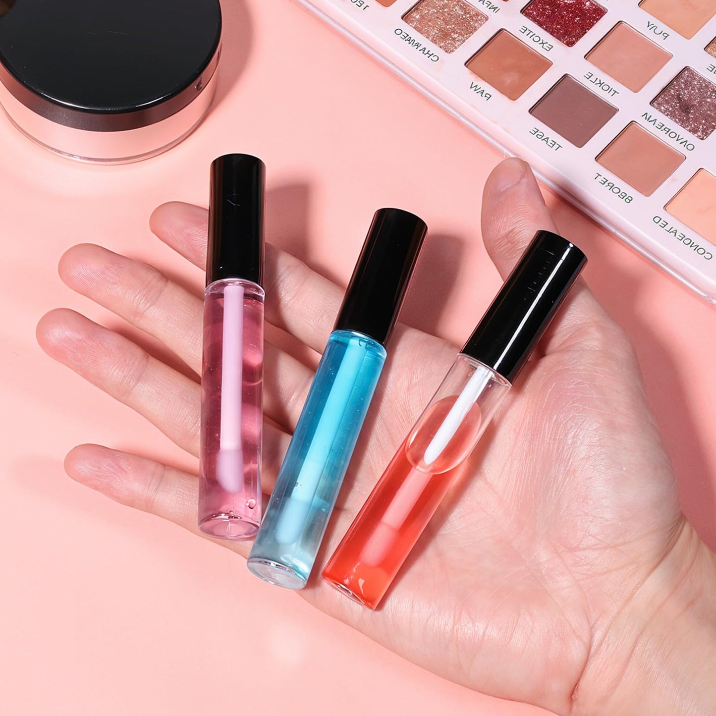 50 Pack 10 ml Empty Lip Gloss Tube Containers, Refillable Lip Balm Bottle, Clear Plastic Gloss Container, Mini Balm Containers Bottles, with Rubber Inserts for Travel DIY Makeup Personal Cosmetic