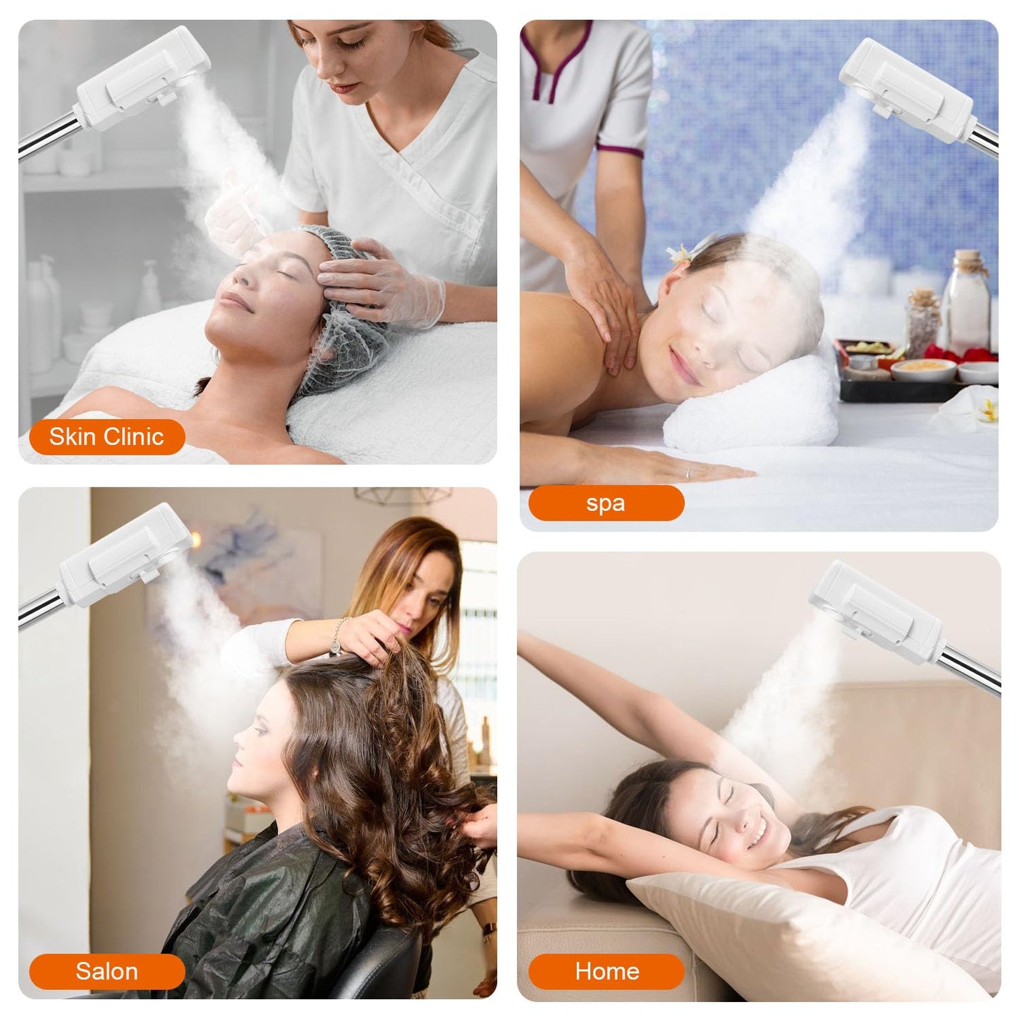 Professional Facial Steamer, Face Steamer Upgrade PTC Heating, Esthetician Steamer Hot Mist Facial Steamer for Salon Spa Beauty (White)
