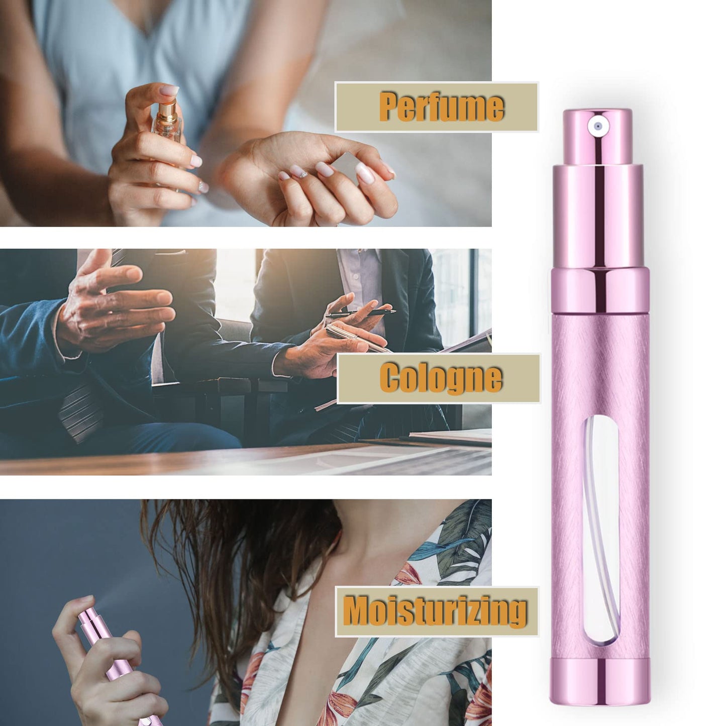 Lil Ray 12ml Portable Mini Perfume Atomizer(6 PCS)，Refilable Small Spray Bottle for Travel, Empty Pocket Cologne Sprayer, Glass inner and Aluminum Housing（0.4Oz,Pack of 6 with different colors）