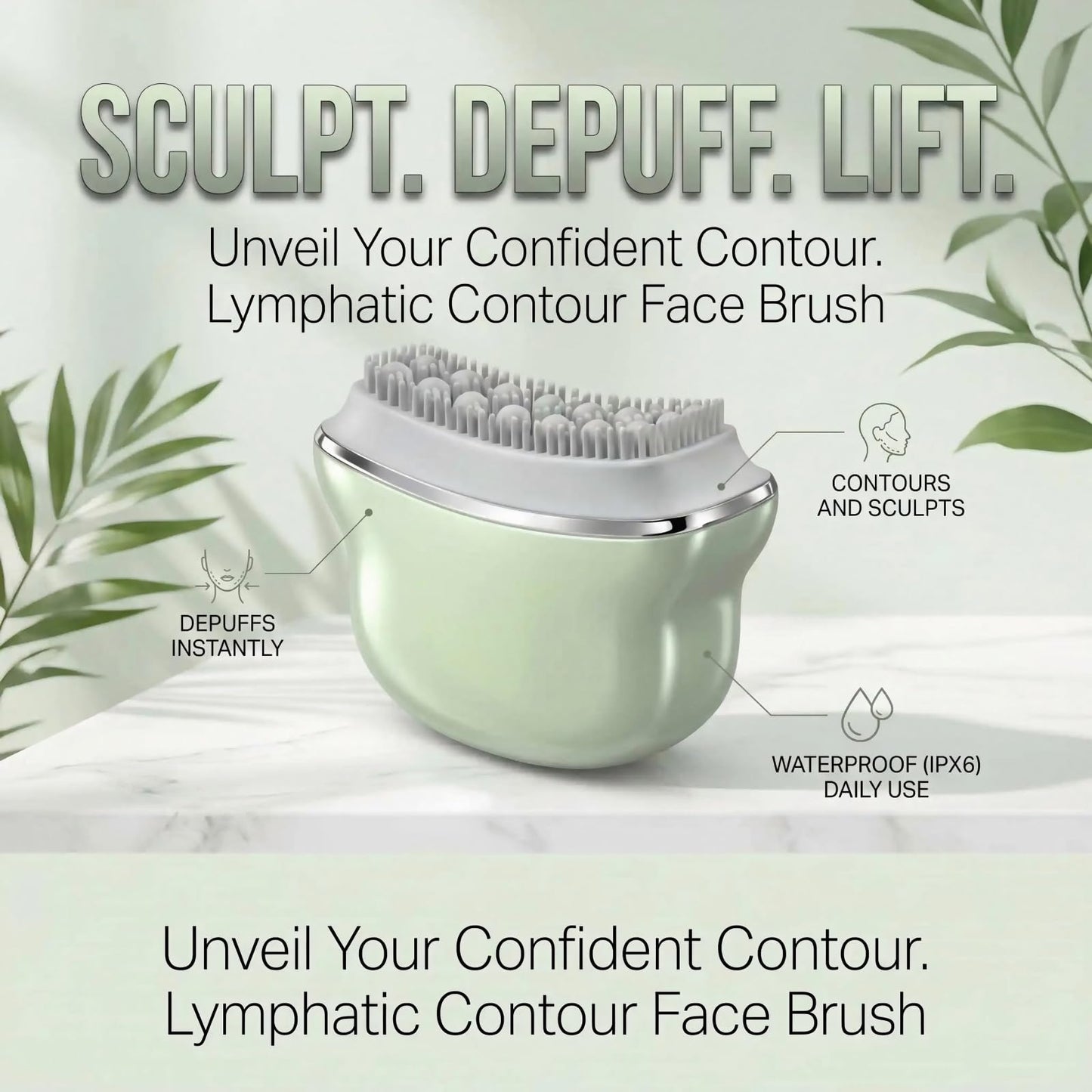 Multi Silicone Facial Cleansing Brush,Lymphatic Face Brush-Anti Puffiness,Lymphatic Drainage,Detox,Lift,Sculpting Jawline，Improves Skin Glow,Absorption,Cleansing、Scrubber and Face Massaging