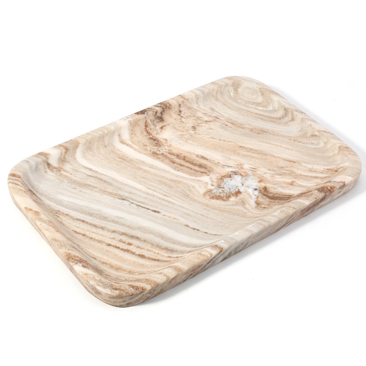 Koville Marble Tray, 12"x8" Natural Marble Vanity Tray for Countertop Bathroom Kitchen Dresser, Decorative Catchall Trays for Perfume Jewelry, Rectangular Stone Serving Tray（Palissandro）