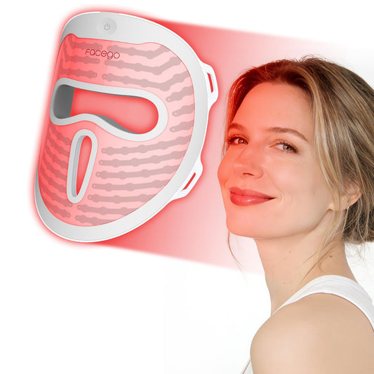 Facego Red Light Mask for Face, 4 Modes Dual Infrared Red Light Face Mask, Non-Skin Contact, Cordless Rechargeable Skincare Gifts for Women