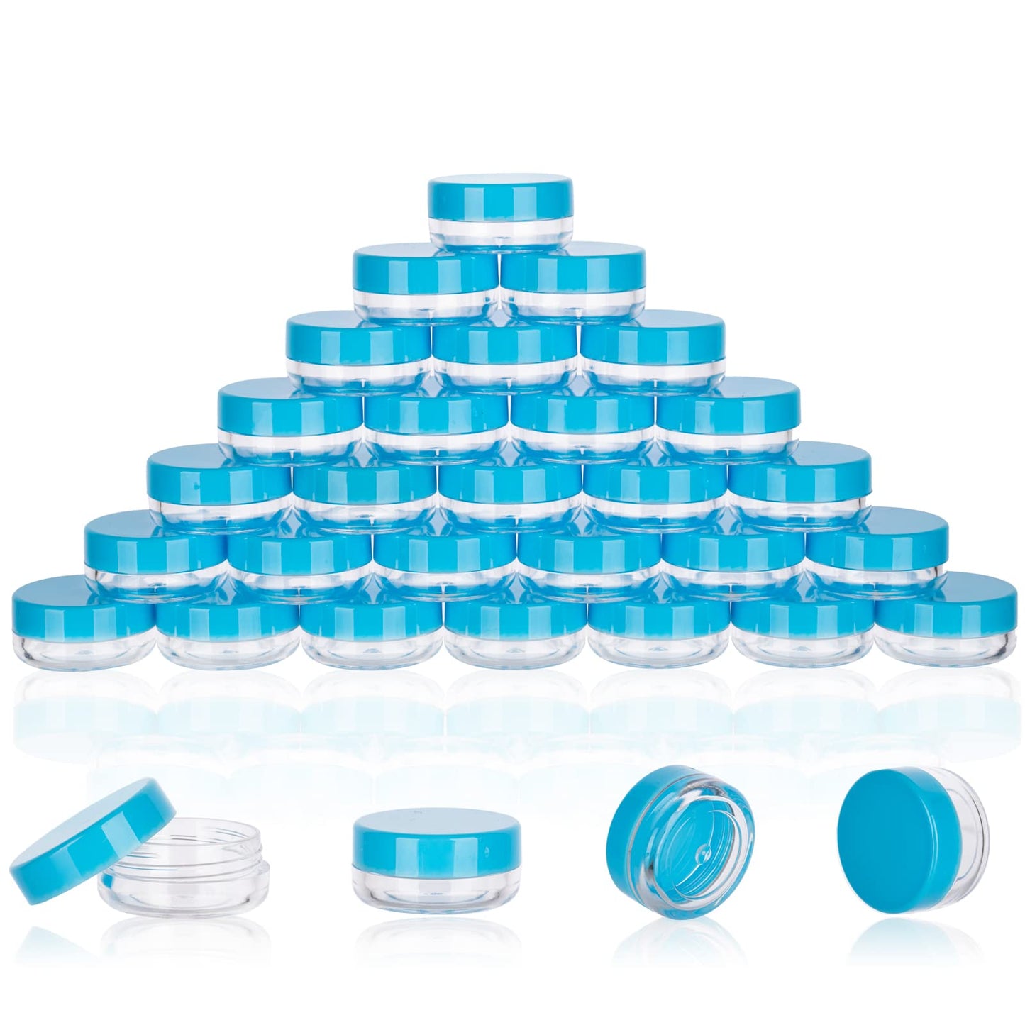 3 Gram Sample Containers with Lids, 100 Count Tiny Sample Jars, Empty Lip Balm Containers, Mini Cosmetic Container with Lids, Makeup Travel Container with Labels, Mini Disposable Spatulas