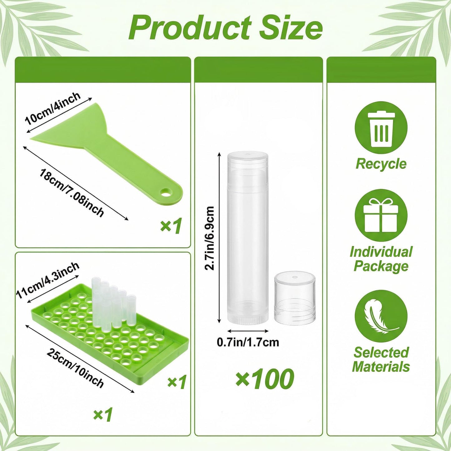 100Pack Plastic Lip Balm Tubes 5ml/5g Black Lip Balm Containers, Tubes Empty with Filling Tray and Spatula, Rotating Type Refill with Cap for DIY