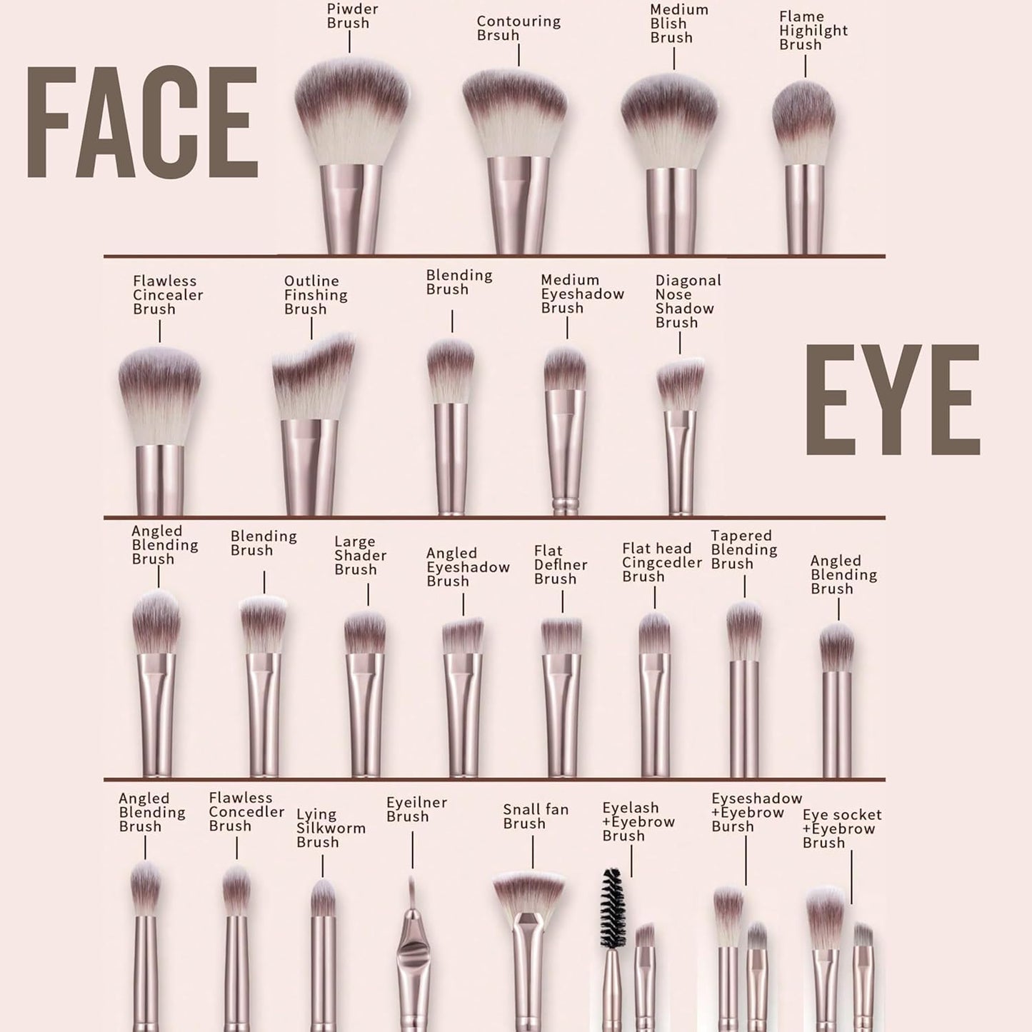 HGHDBT 55Pcs Brown Makeup Brushes Set Professional Makeup Kit Multi-functional Makeup Tool Set with Case Facial Makeup Accessories, Foundation Makeup Brush Kit Eye and Face Make up Brushes & Tools