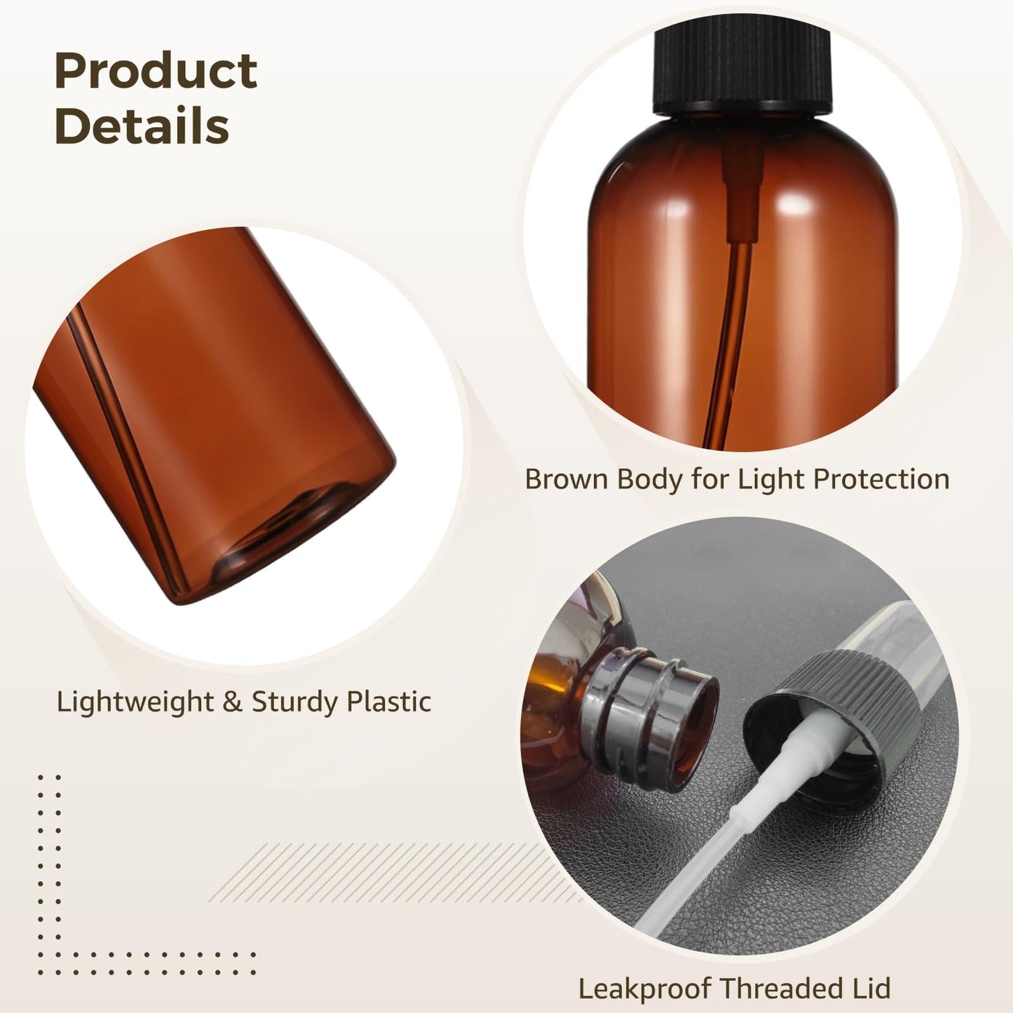 ZALIR 90 Pcs Small Amber Spray Bottles 4 oz - Brown Fine Mist Spray Containers, Empty Refillable Atomizer Bottles, Leak-proof Travel Dispensers for Essential Oils, Perfume, Cleaning Solutions
