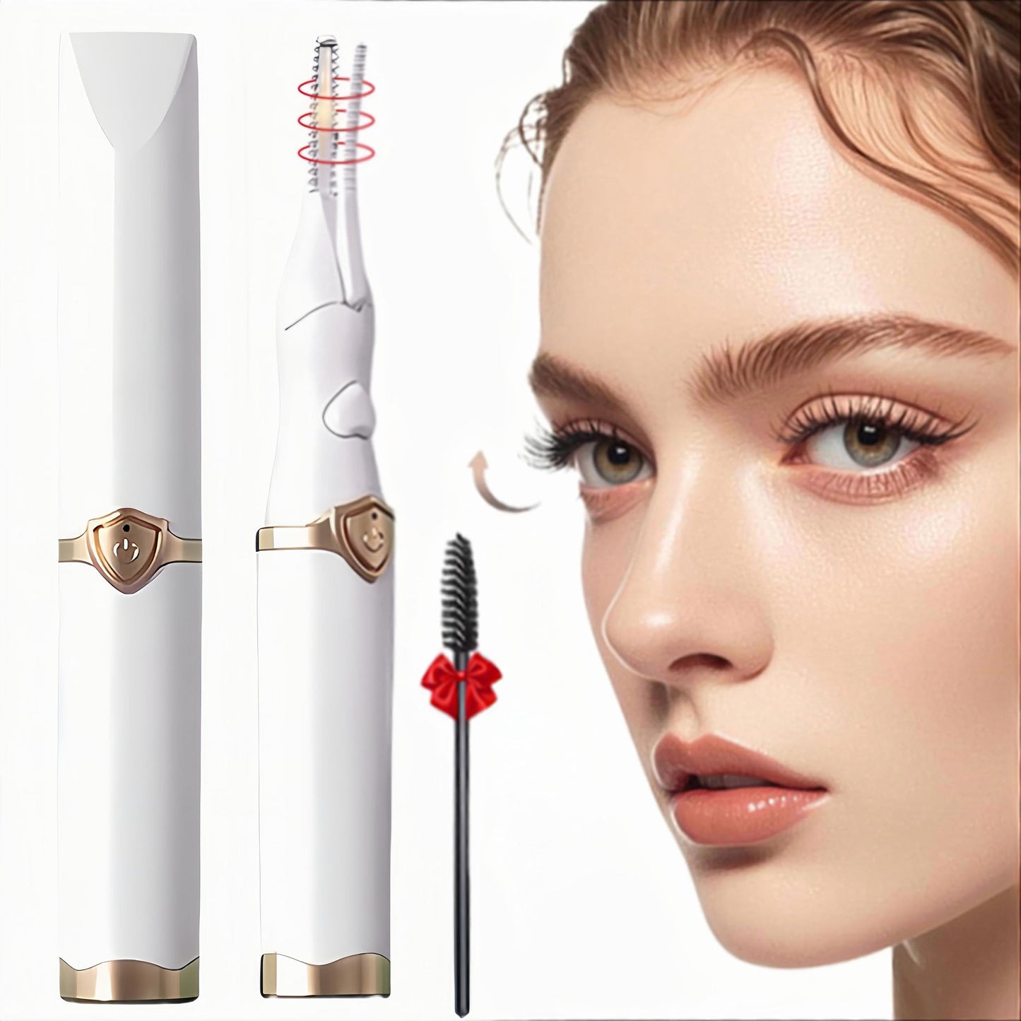 Heated Eyelash Curler - 2-in-1 Clip-Type Design, 3 Temperature Modes, USB Rechargeable Electric Eyelash Curler, Natural Curling 24H Long-Lasting Curl, Gift for Women & Girls, Beige