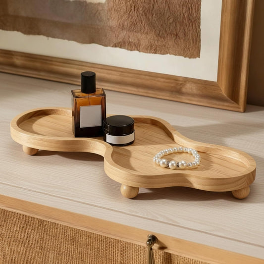 Uiifan Wood Cloud Perfume Tray Irregular Jewelry Decorative Tray for Women Trinket Dish Ring Holder Dish Room Aesthetic Decor Birthday Housewarming Gift(Wood Color)