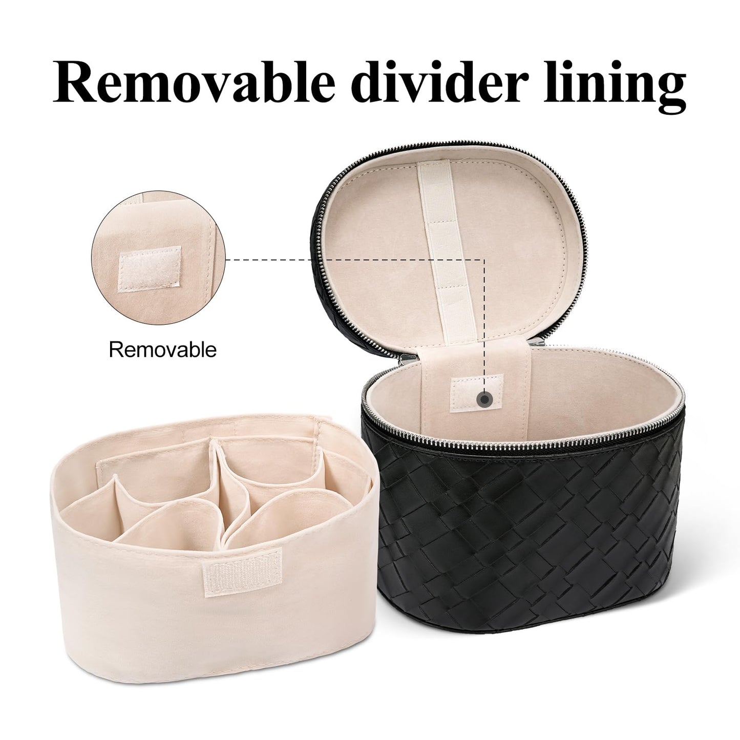 honitty Makeup Bag, Travel Make up Case with Compartments and Handle, Portable Cosmetic Organizer Bags,Toiletry Bag for Women