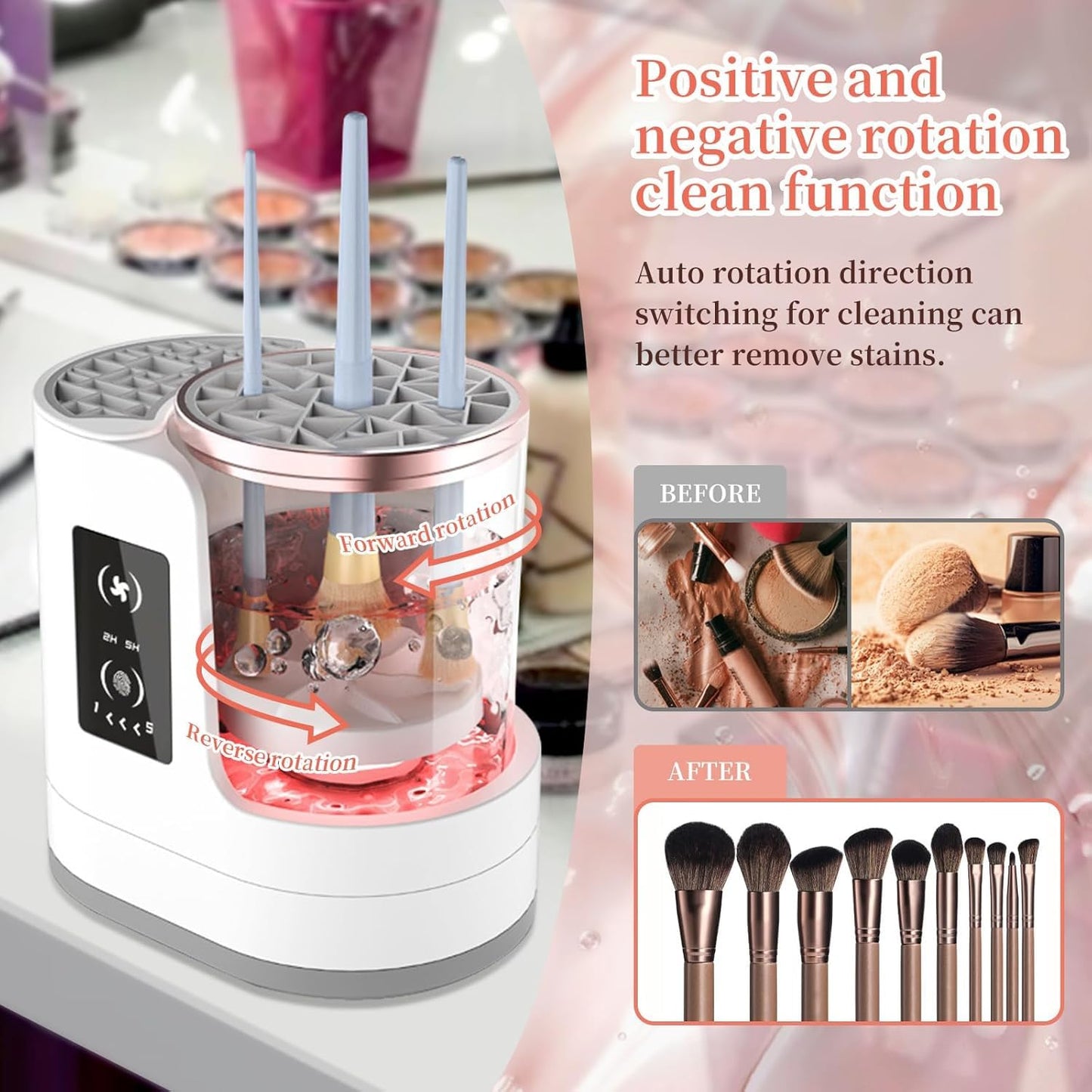 3 in 1 Electric Makeup Brush Cleaner & Dryer Automatic USB Cosmetic Brush Cleaner with Holder, Portable USB Deep Cleaning for All Size Beauty Makeup Brush Set,Blush Brush,Sponges