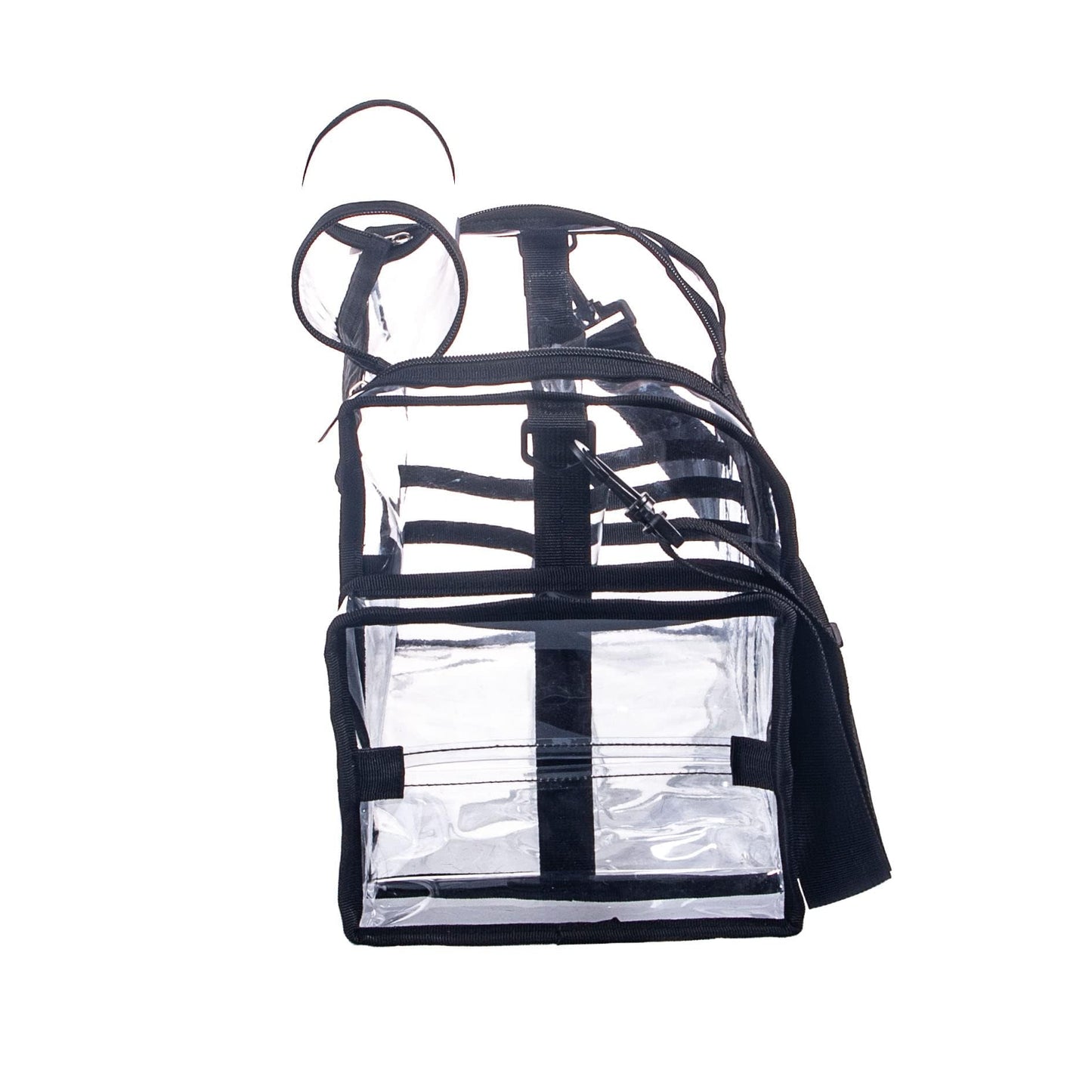 Large Professional Free Standing Clear PVC Makeup Artist Set Bag Transparent Makeup Brush Buddy Make up Kits Organizer Carry All MUA Travel Cosmetic Bag with 8 Dividers and Tissue Holder