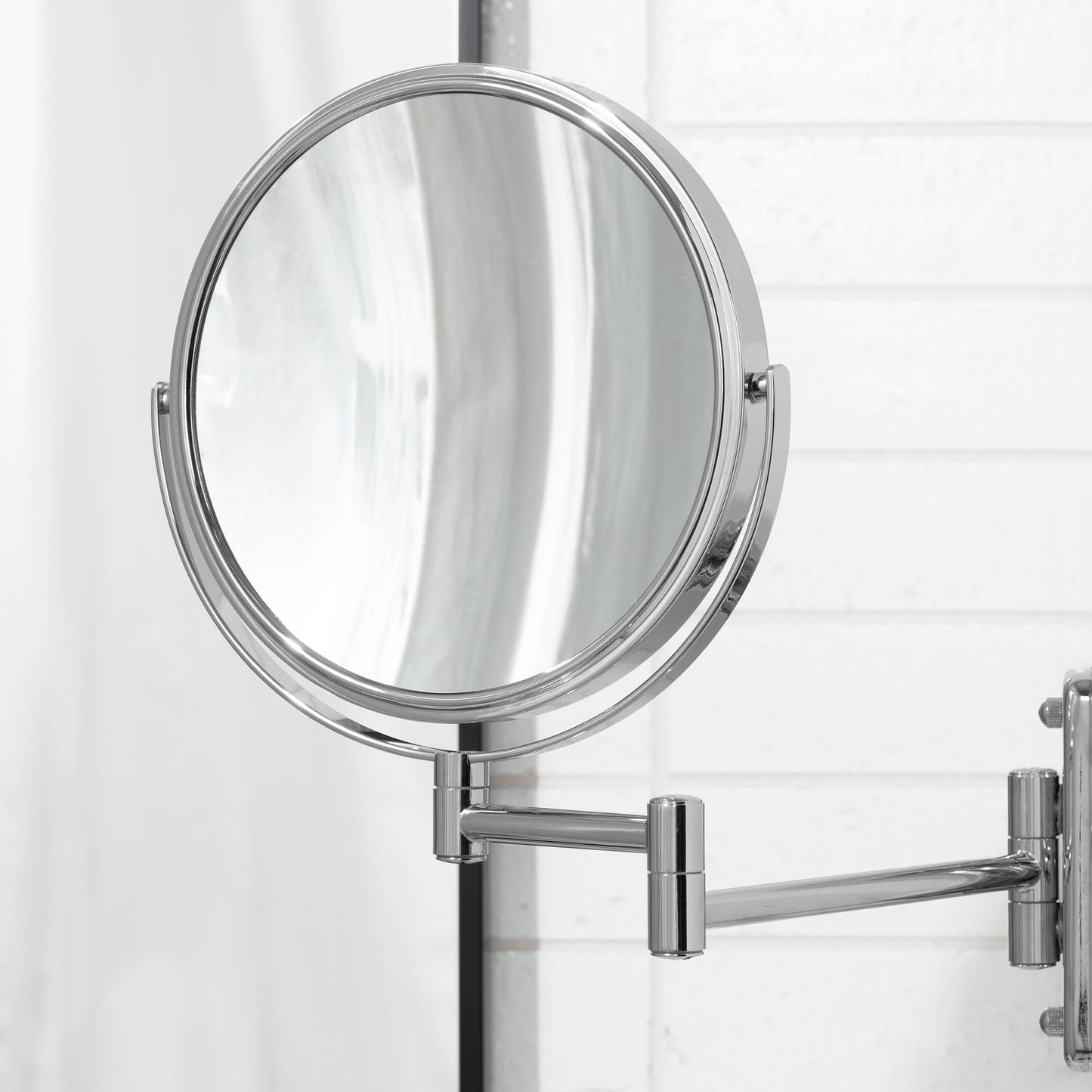 JERDON Wall-Mounted Magnifying Mirror - Bathroom Makeup Mirror with 5X Magnification - 8-Inch Diameter - Chrome Finish - Model JP7506CF