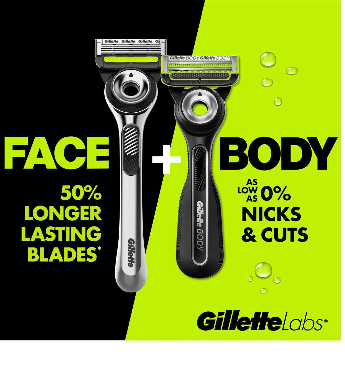 Gillette Labs Body + Intimate Razor For Men, Handle + 1 Blade Refill, Magnetic Shower Hanger