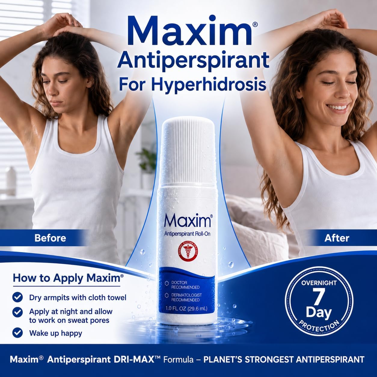 Maxim® Clinical Strength Antiperspirant for Hyperhidrosis Excessive Sweating – Stops Sweat Up to 48 Hours Per Use – Antiperspirant for Men and Women Certain to Keep you Dri