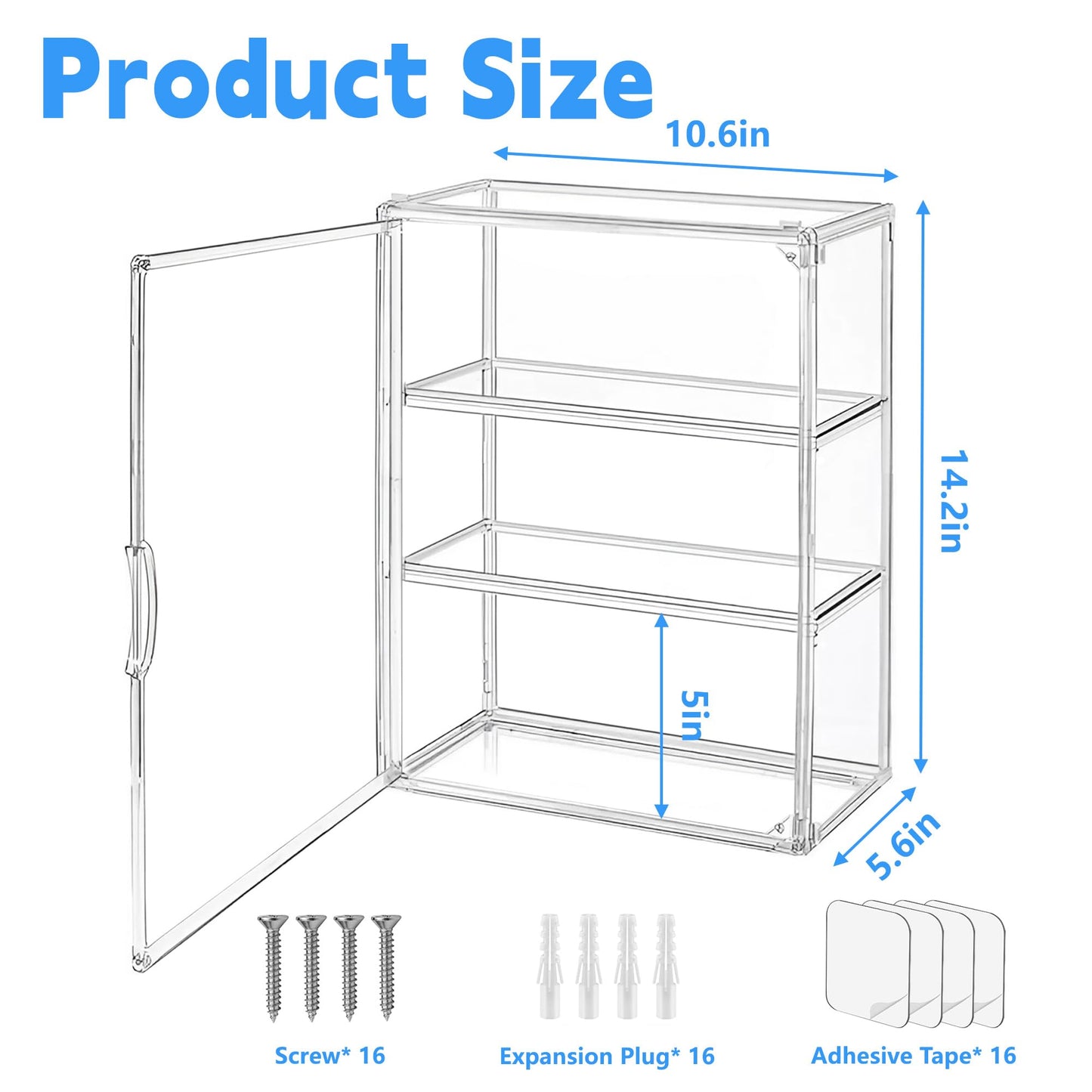 Montex Modern 3-Tier Clear Acrylic Display Case for Collectibles, Figure Display Case (2 Pack)