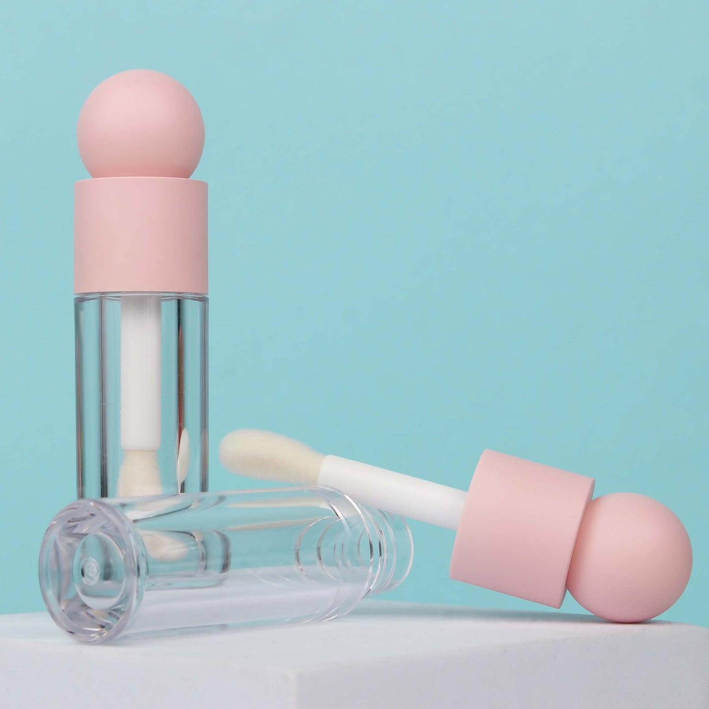 COSIDEA 16pcs Empty 5ml Pink lip gloss tubes with big wand large deo foot brush lipgloss tube container for lip oil